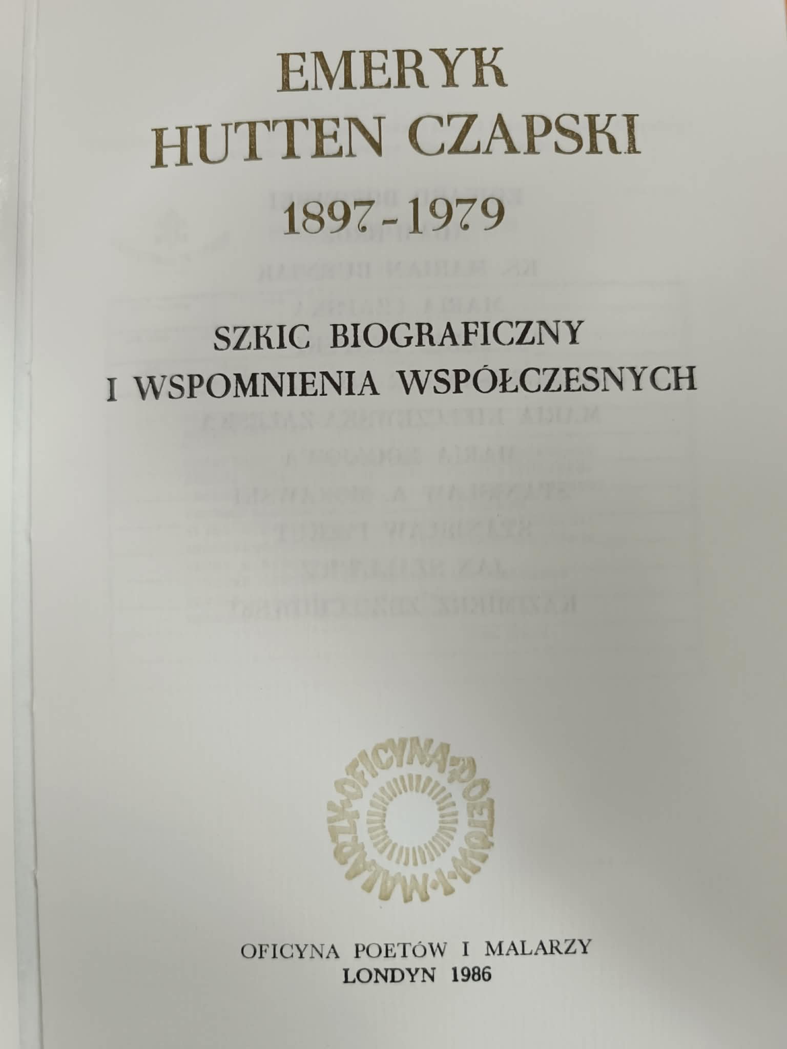 Emeryk Hutten Czapski 1897-1979, Praca zbiorowa [mały nakład]