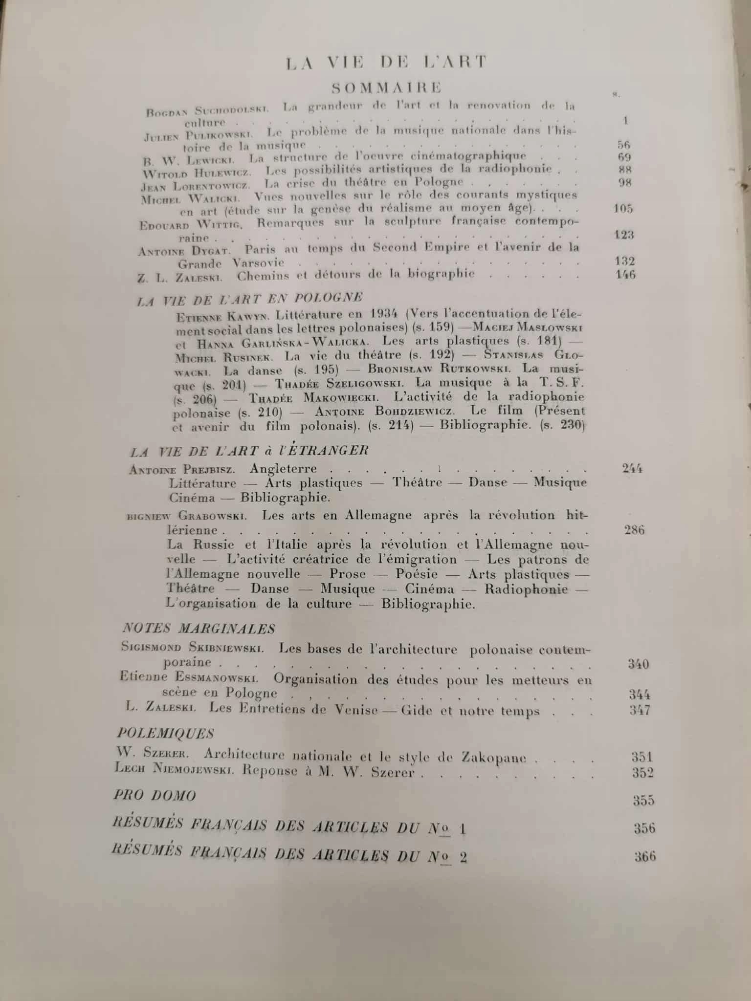 Życie sztuki, red. Z. L. Zaleskiego [1935]