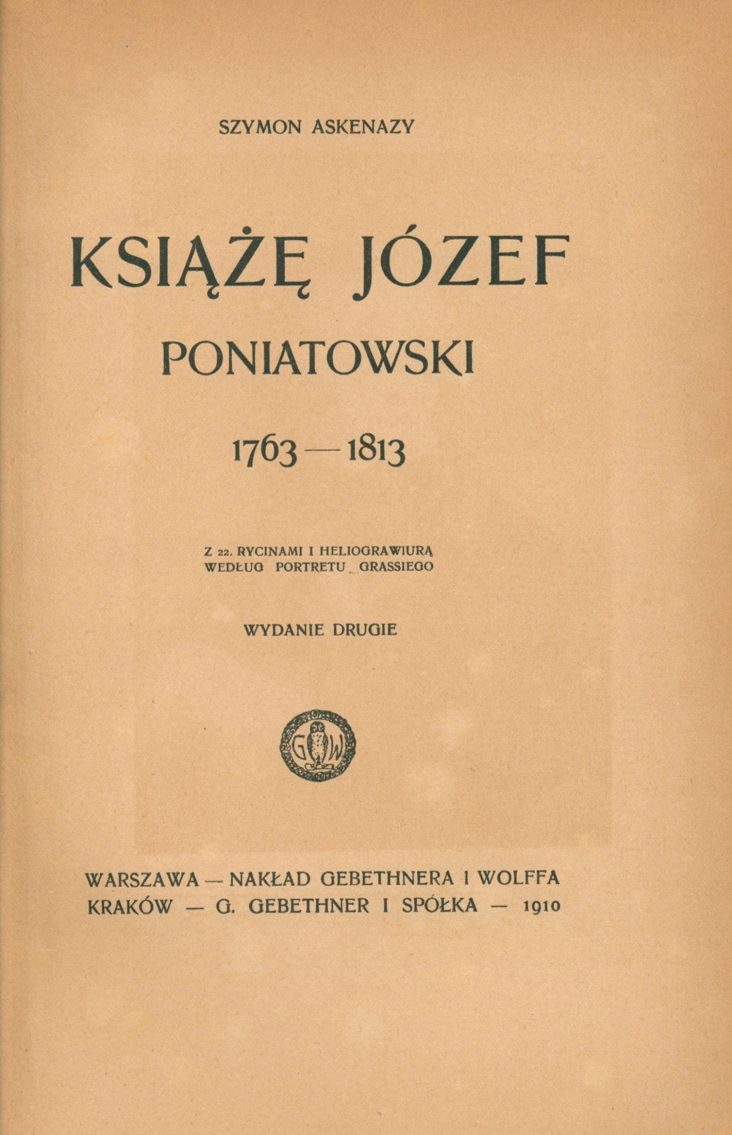 Aseknazy Szymon- Książę Józef Poniatowski [oprawa nakładowa Pugeta]