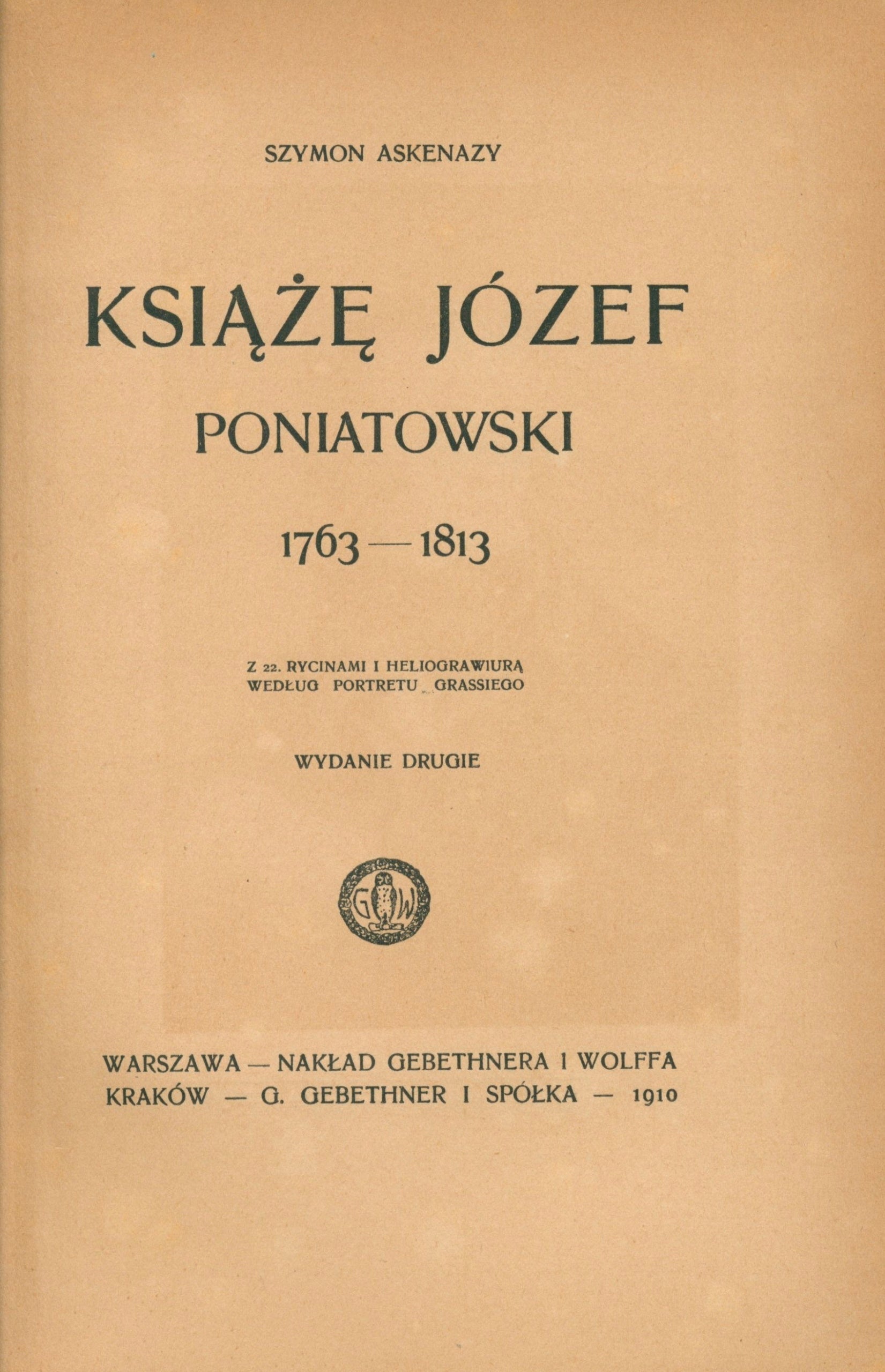 Aseknazy Szymon- Książę Józef Poniatowski [oprawa nakładowa Pugeta]