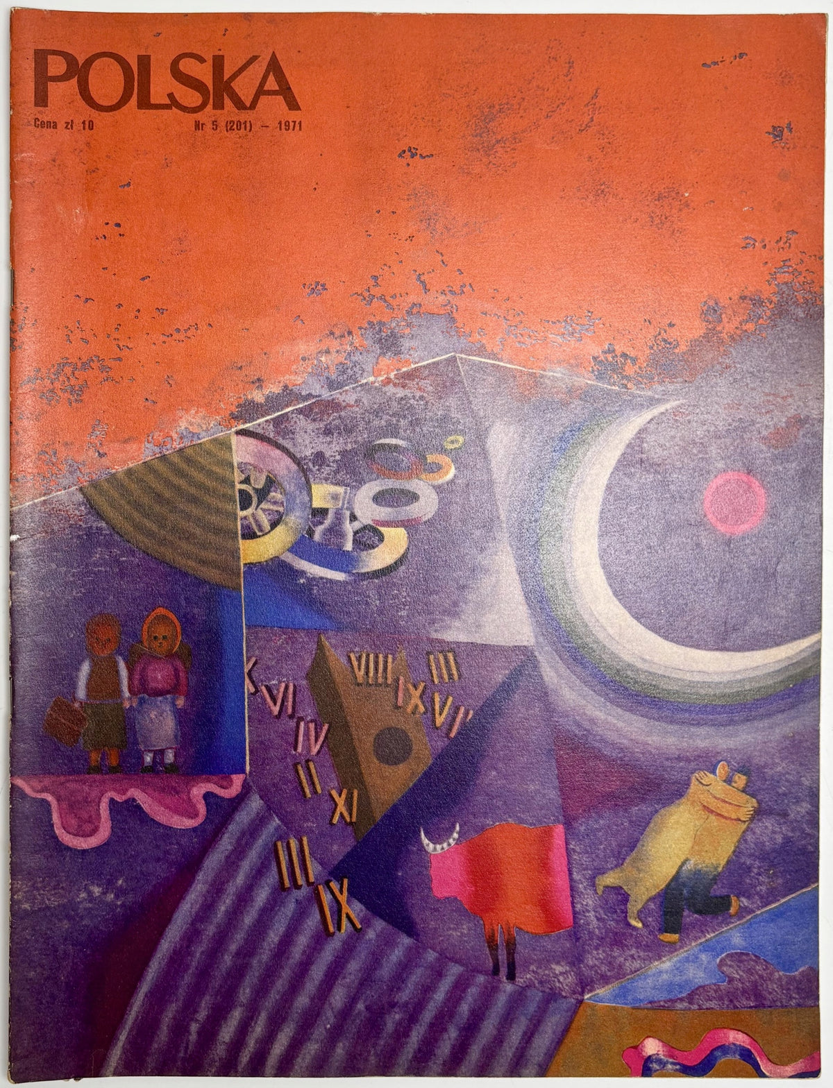 Zestaw 9 numerów Miesięcznik POLSKA 1965-1974 [okładki: Antoni Boratyński]
