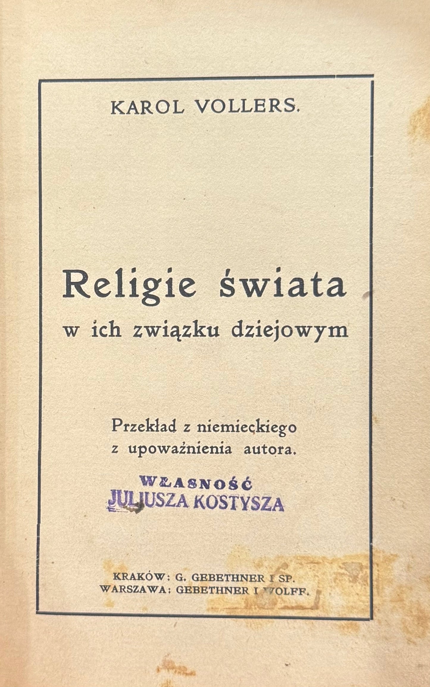 Religie świata w ich związku dziejowym Karol Vollers [1909]