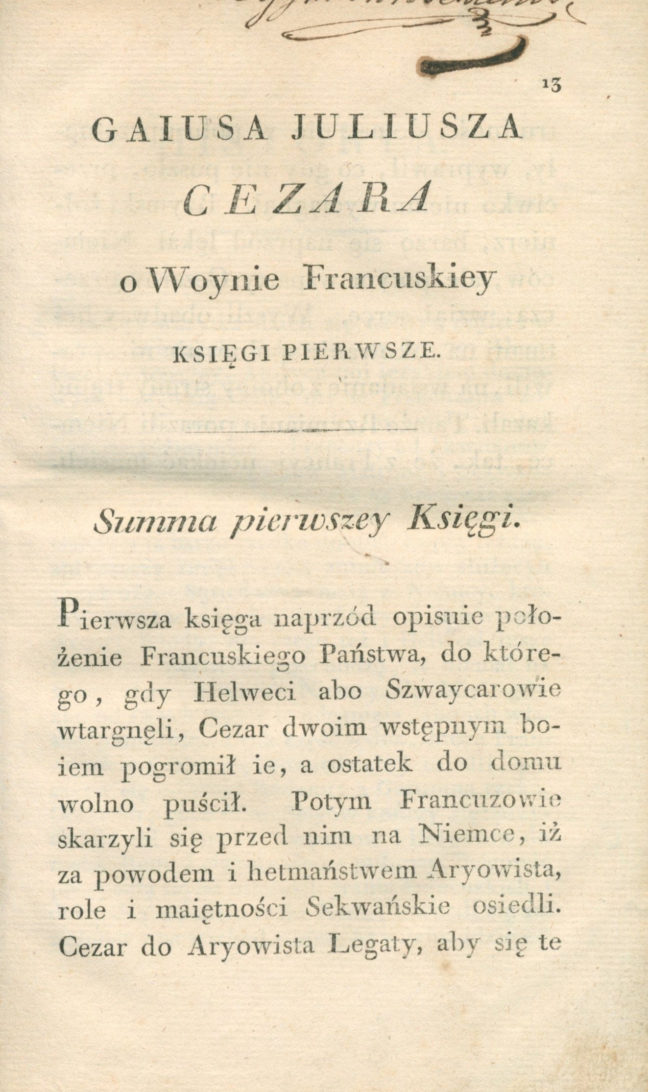O Woynie Francuskiey, Gajusz Juliusz Cezar