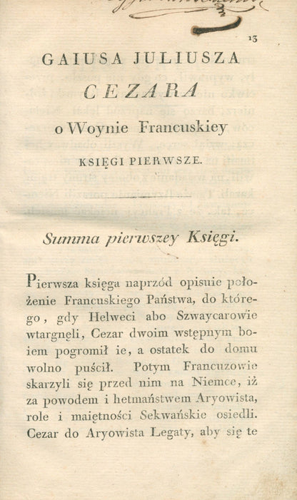 O Woynie Francuskiey, Gajusz Juliusz Cezar