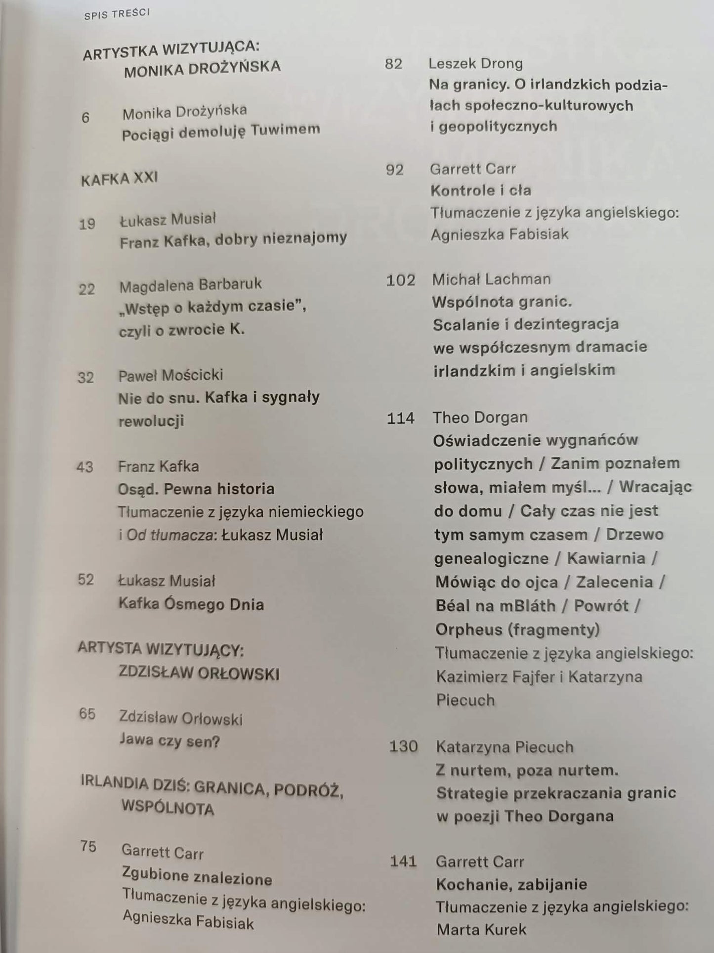 Czas kultury, Kafka XXI, Irlandia dziś: granica, podróż, wspólnota