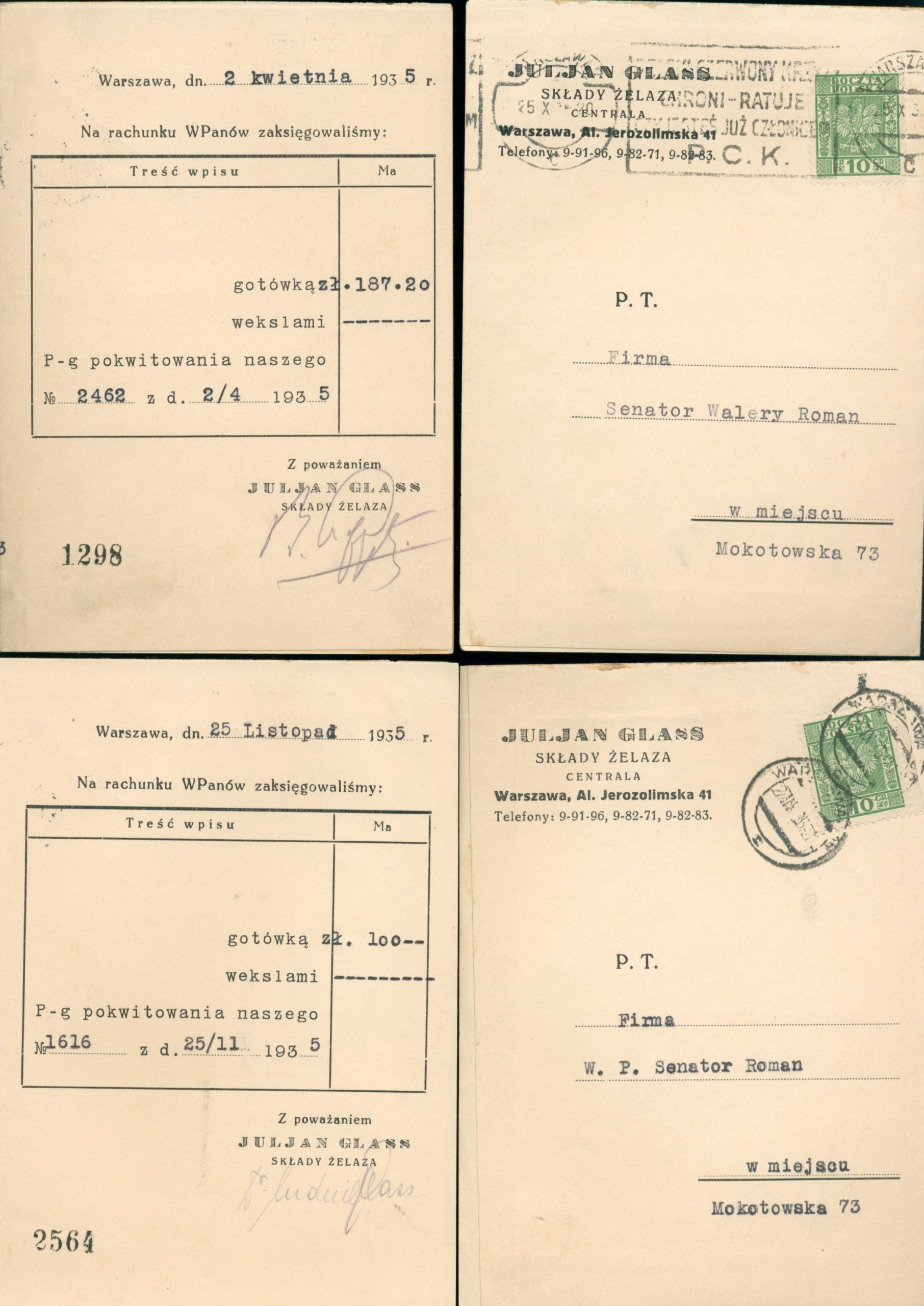Zestaw dokumentów w oryginalnej teczce, dotyczących budowy Willi Romanów
