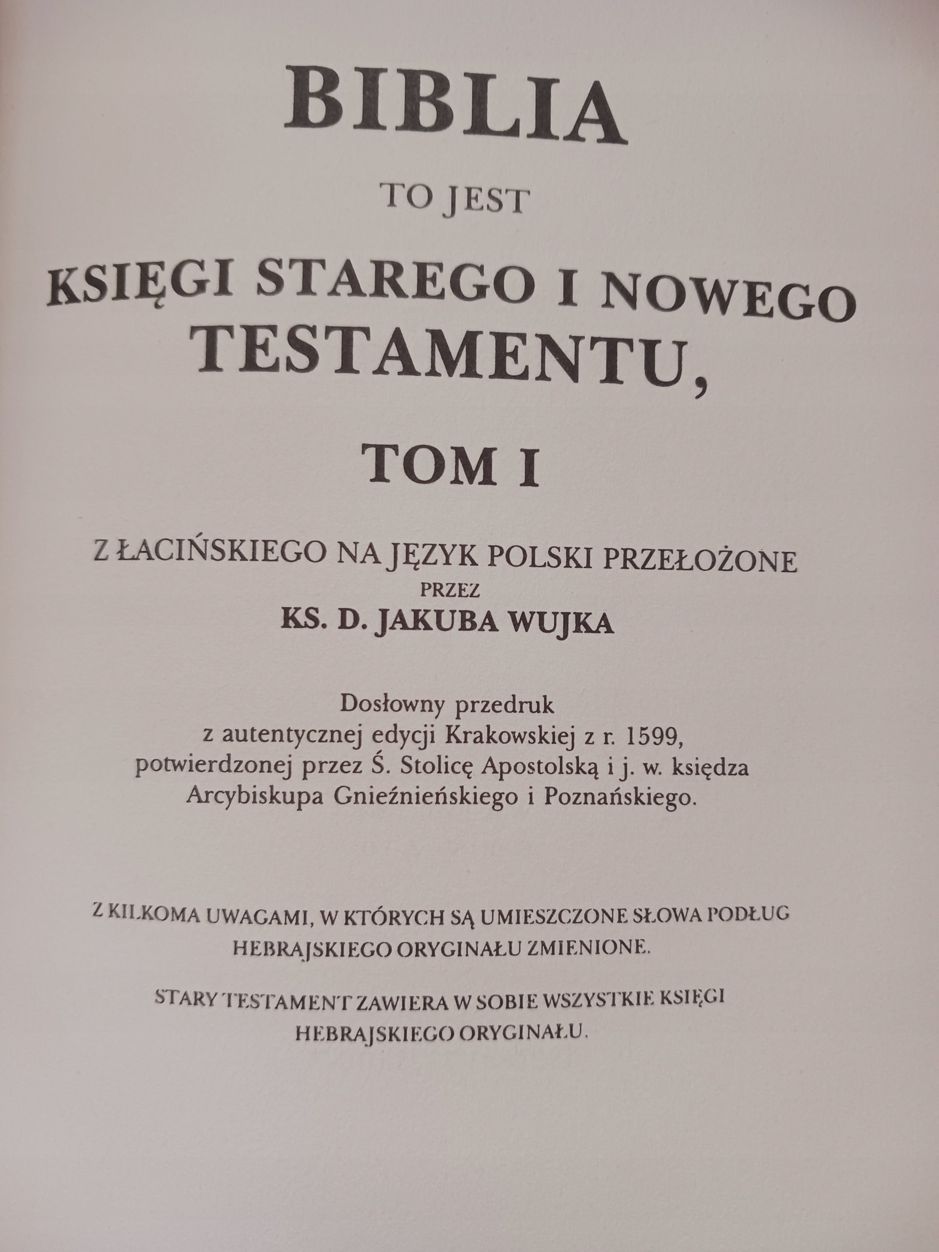 Biblia. Tomy 1-4 Praca zbiorowa przedruk z 1599 roku
