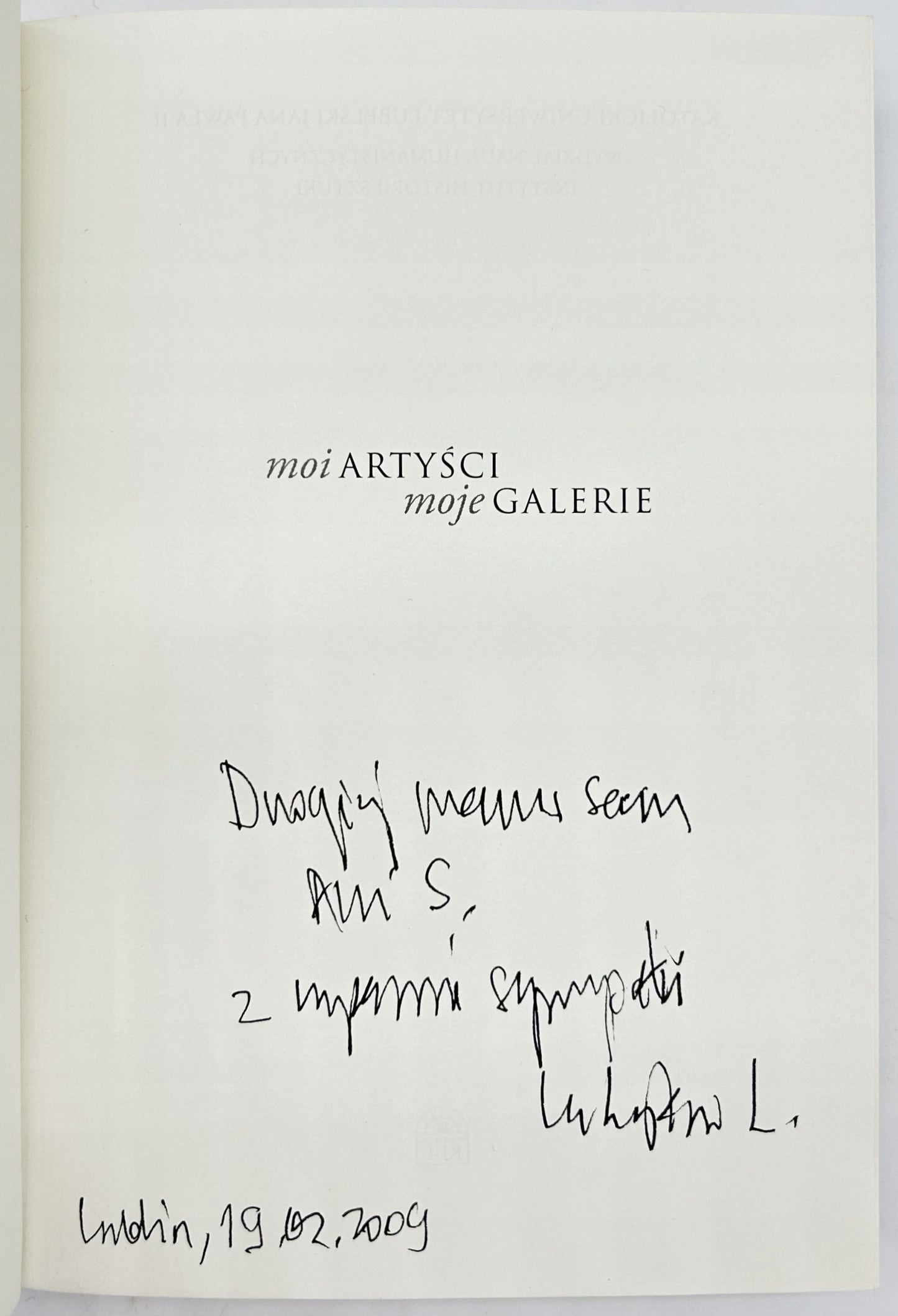 Moi artyści moje galerie Lameński L. [autograf i osobista dedykacja]