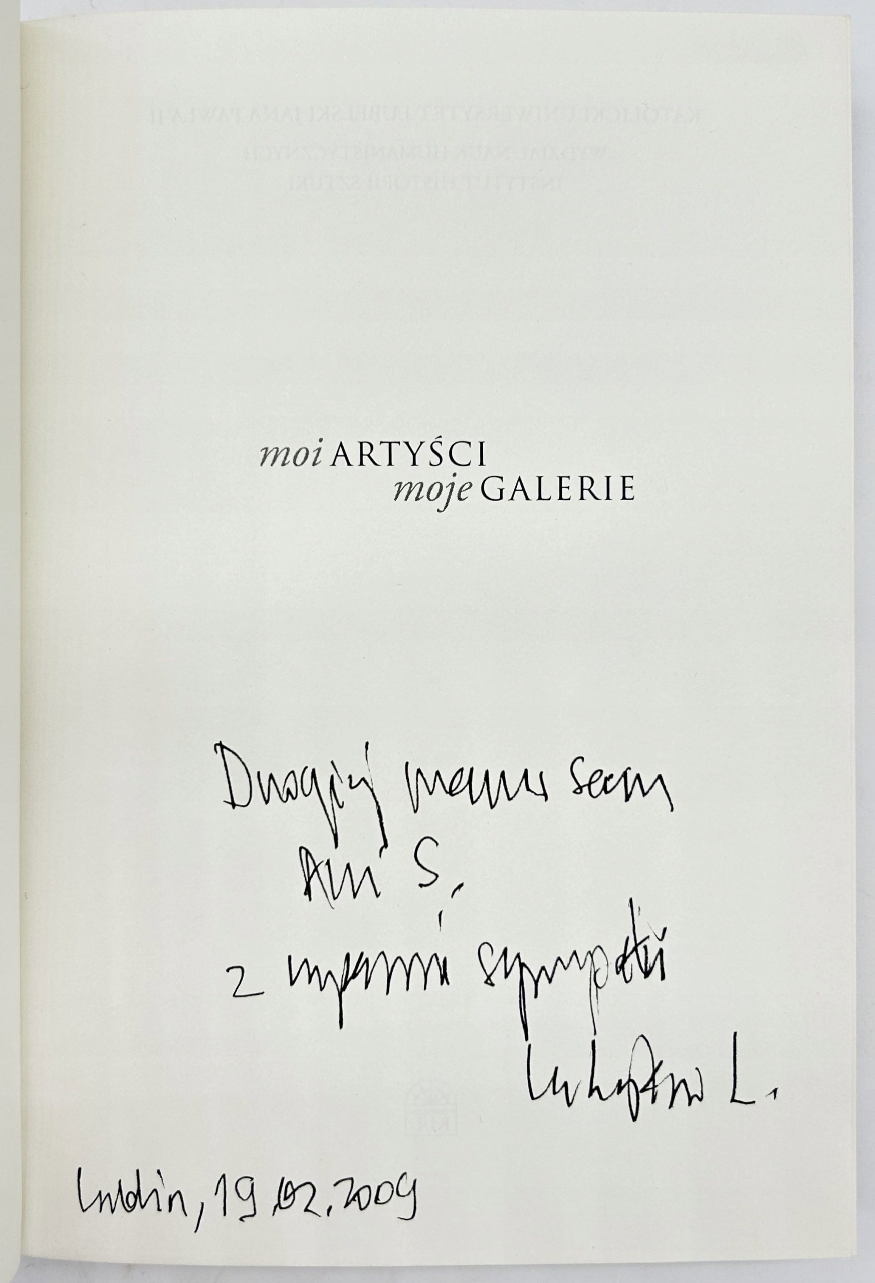 Moi artyści moje galerie Lameński L. [autograf i osobista dedykacja]