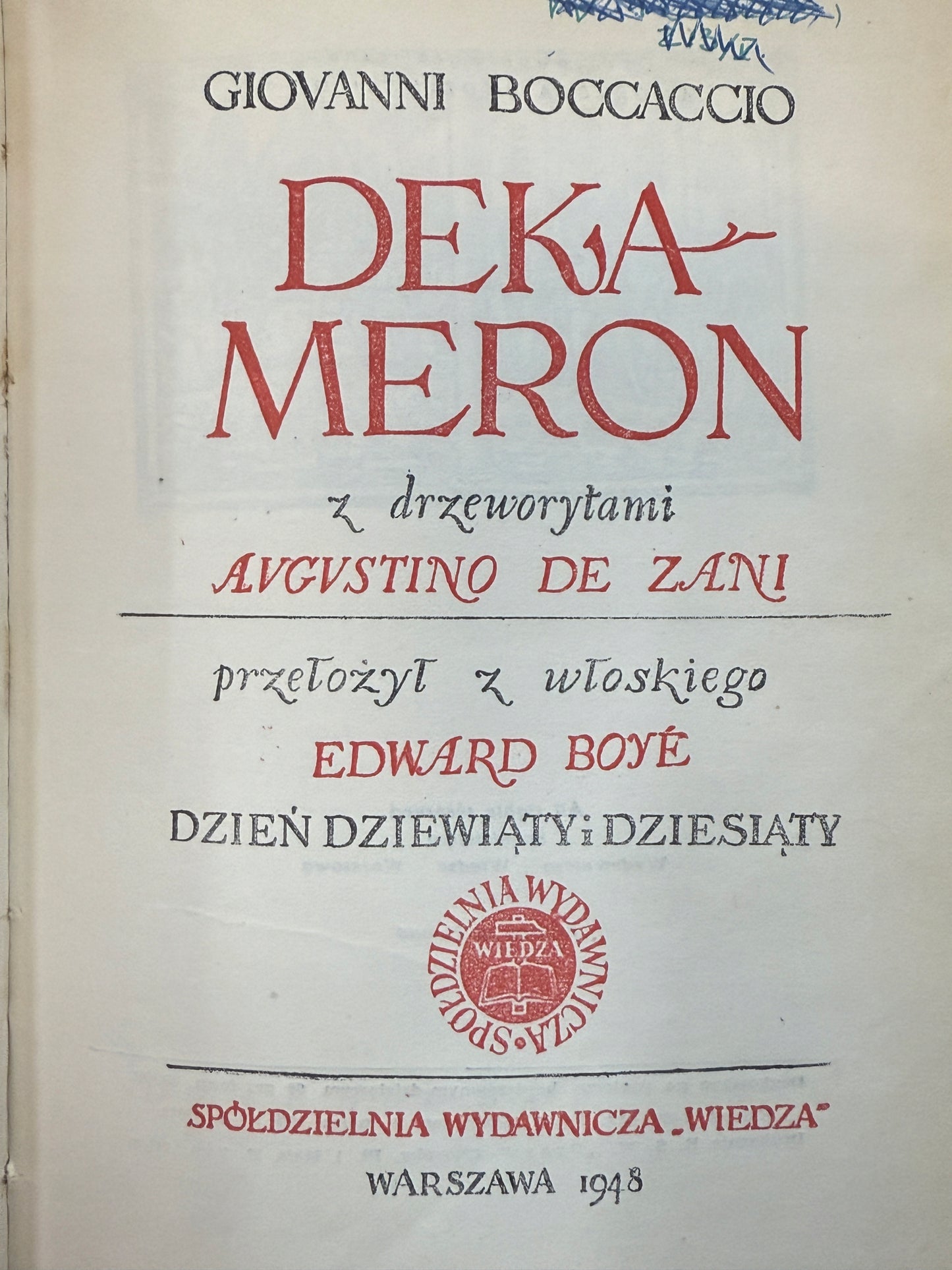 Dekameron Giovanni Boccaccio [1948 r.][KOMPLET]
