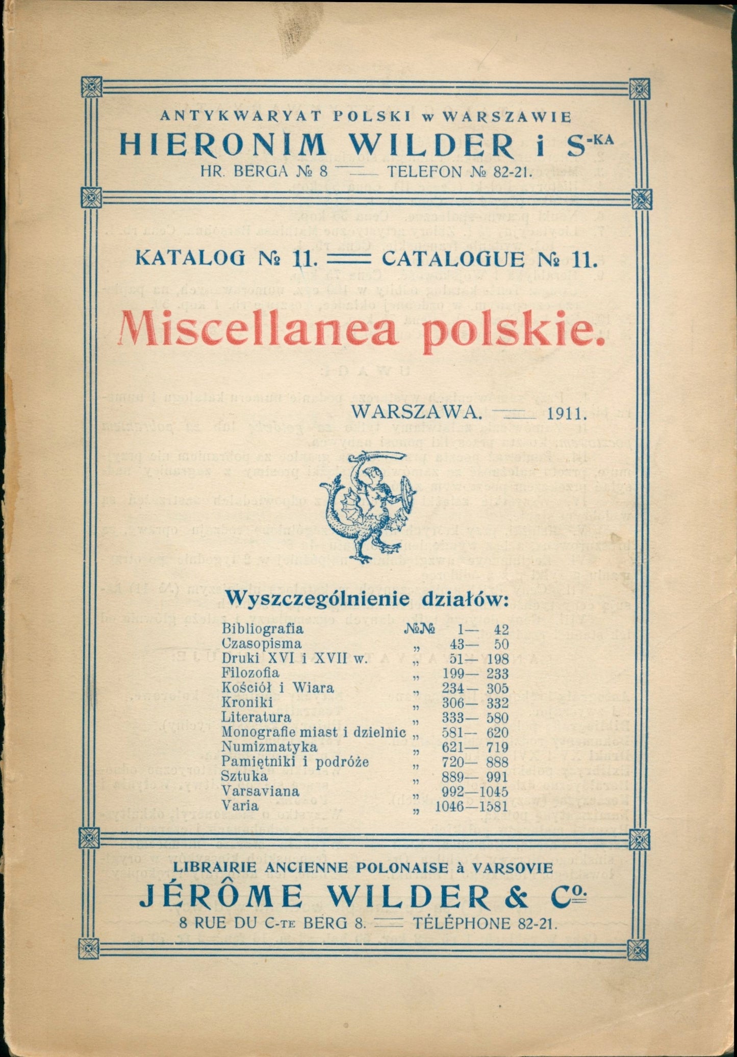 Historja Polski nr 24, Polonica nr 8, Miscellanea polskie, H. Wilder