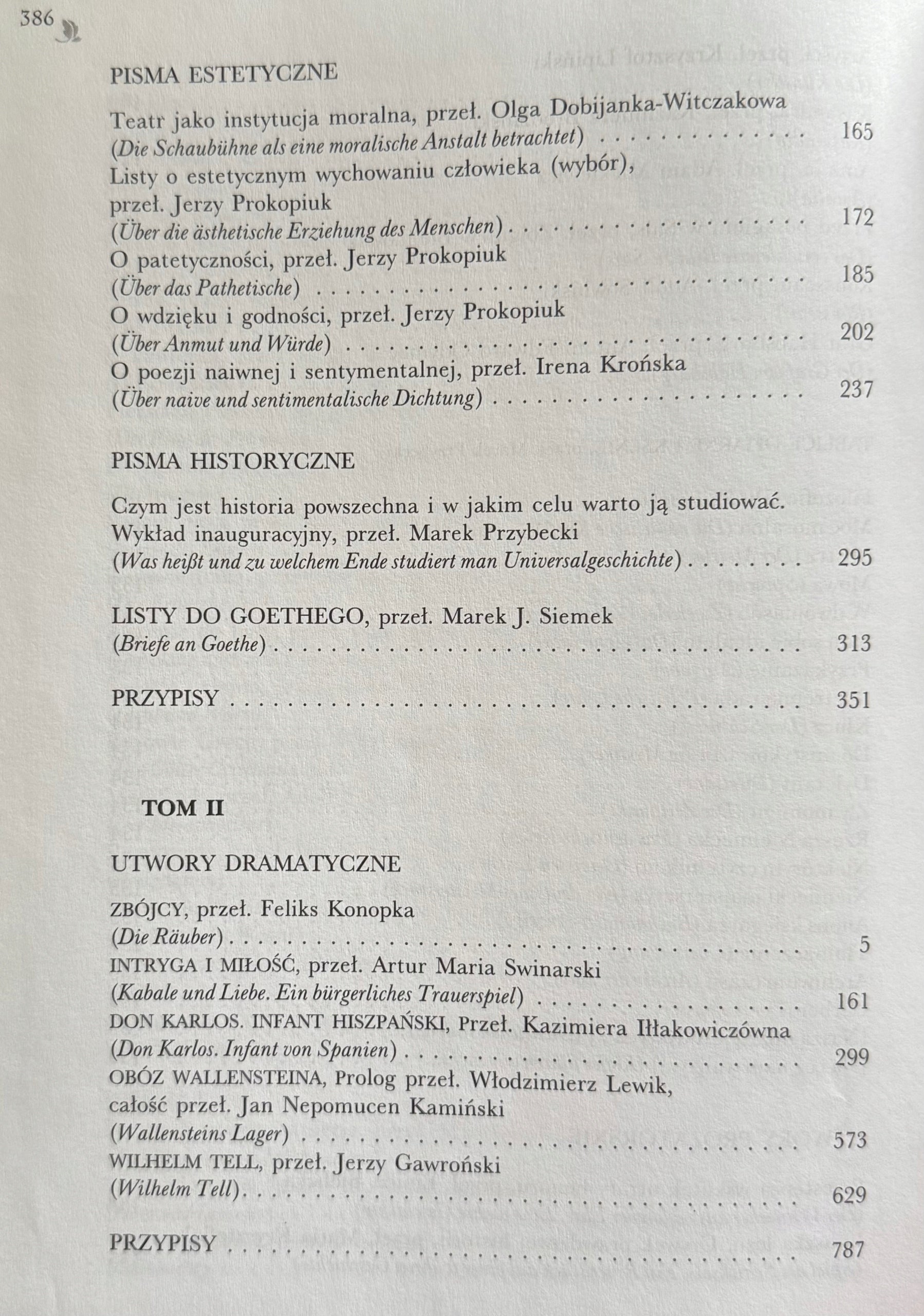 Fryderyk Schiller Dzieła wybrane Tom I, II