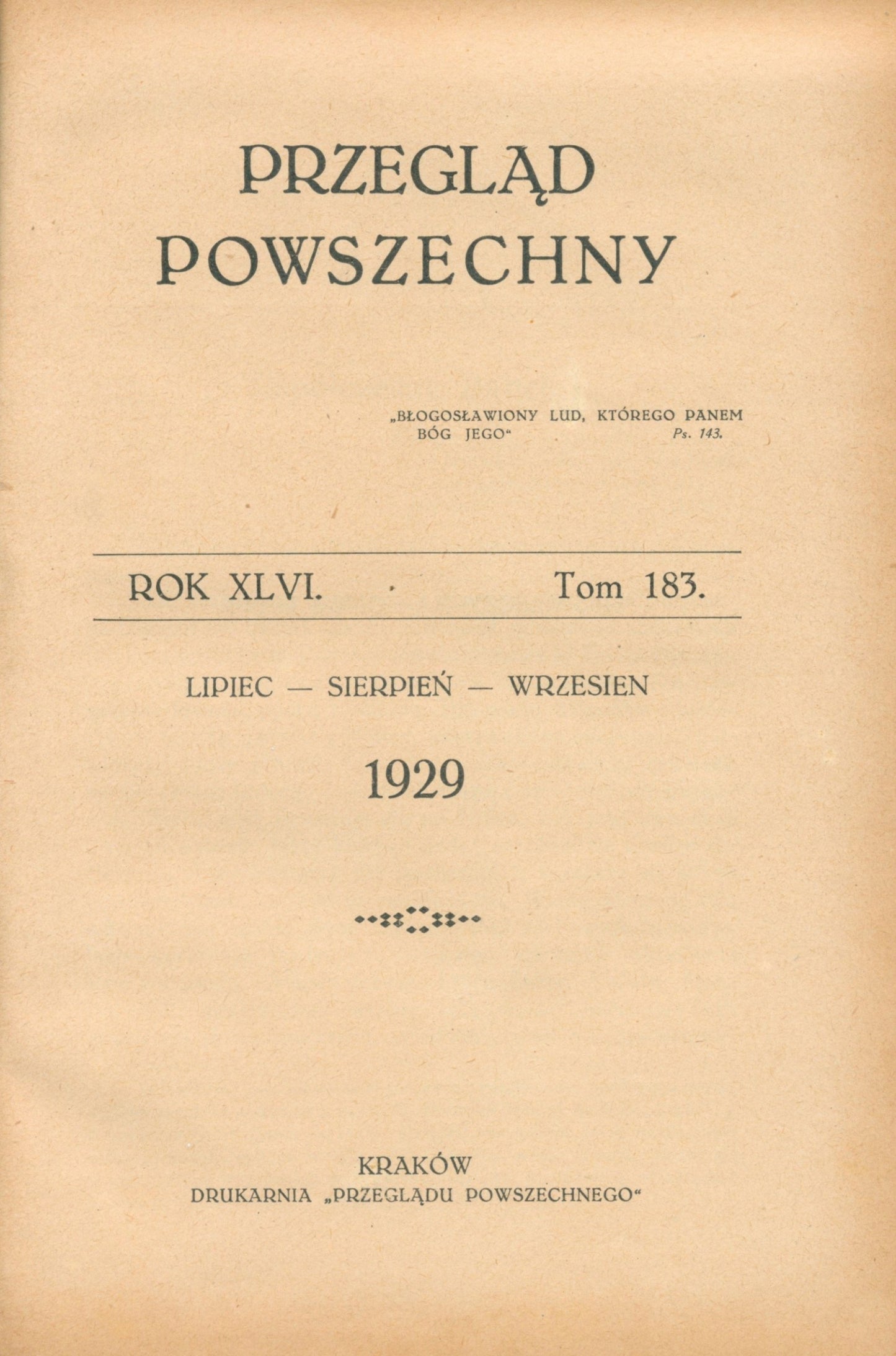 Przegląd Powszechny. Rok XLVI Tomy 181-184 w trzech woluminach [1929]