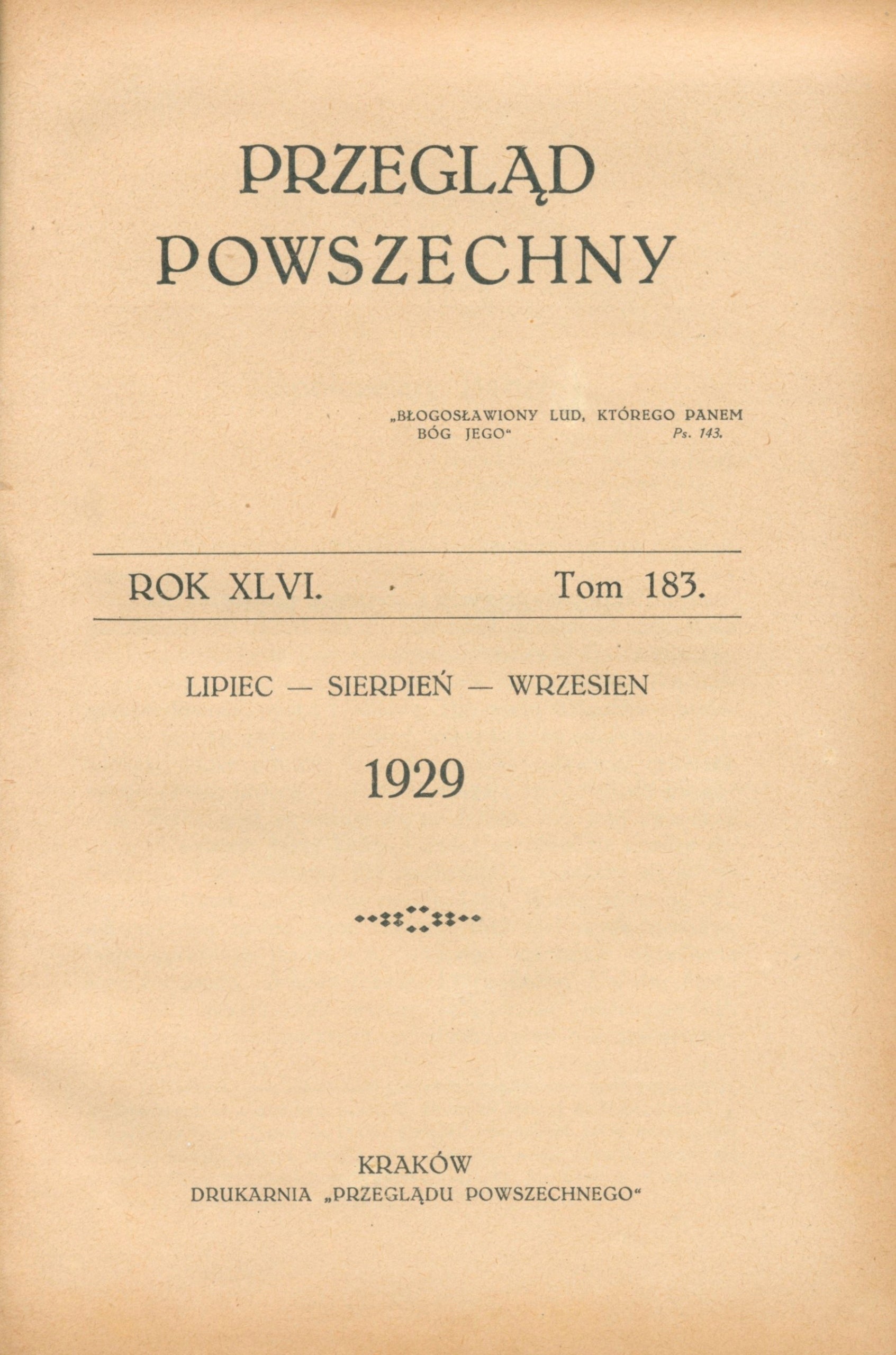 Przegląd Powszechny. Rok XLVI Tomy 181-184 w trzech woluminach [1929]