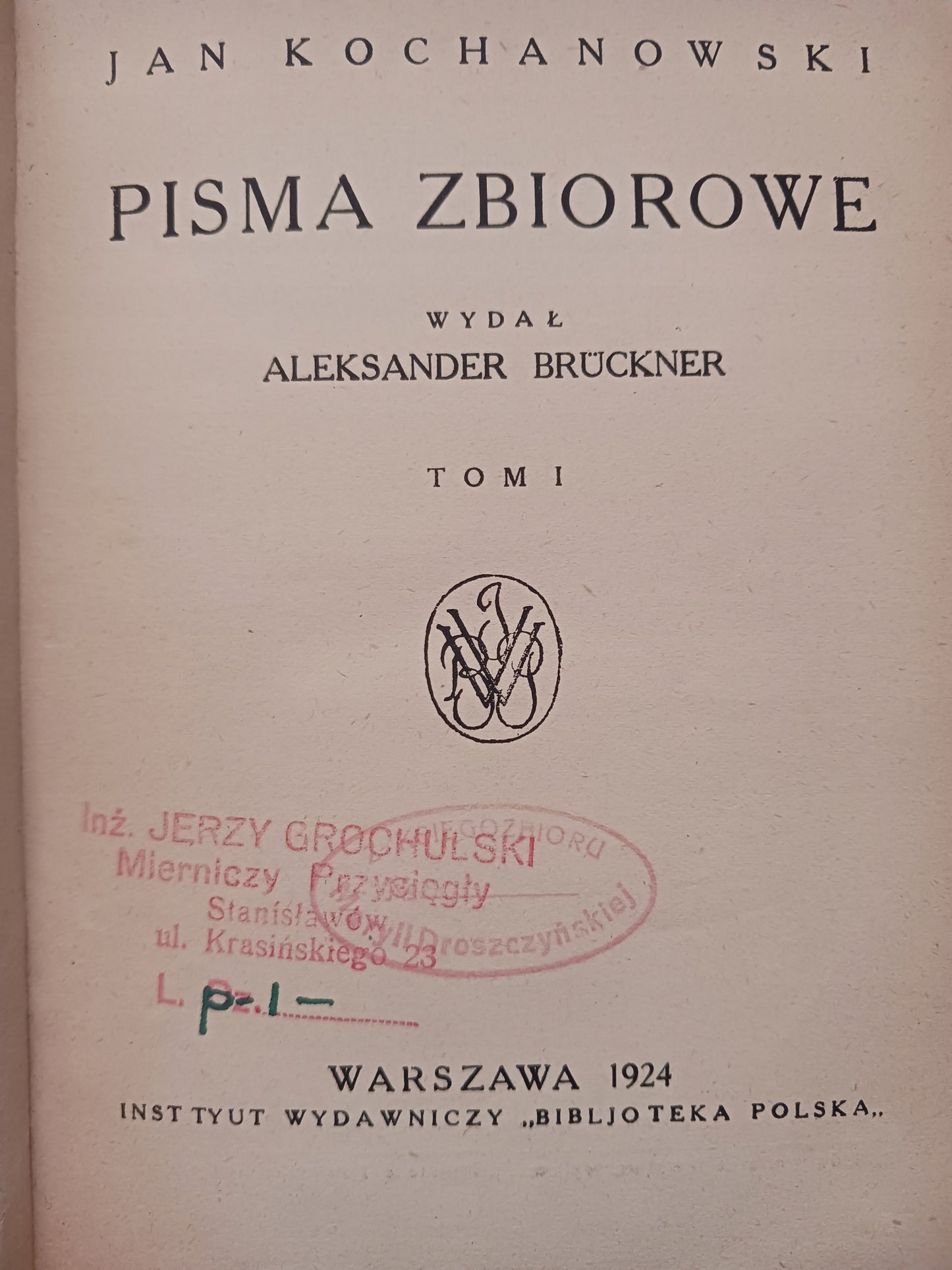 Pisma zbiorowe Tom I i II Jan Kochanowski [wydanie z roku 1924]