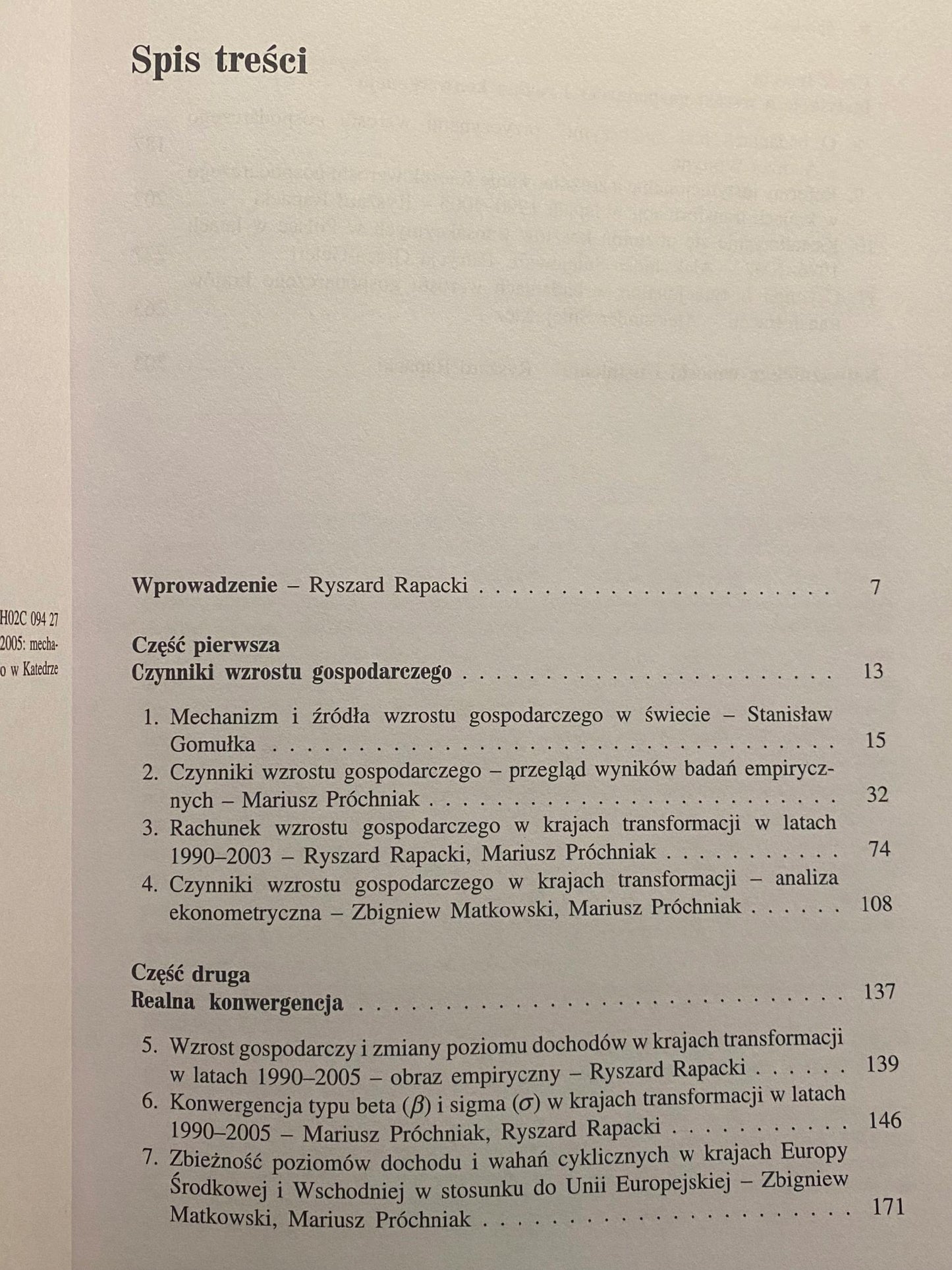Wzrost gospodarczy w krajach transformacji Ryszard Rapacki