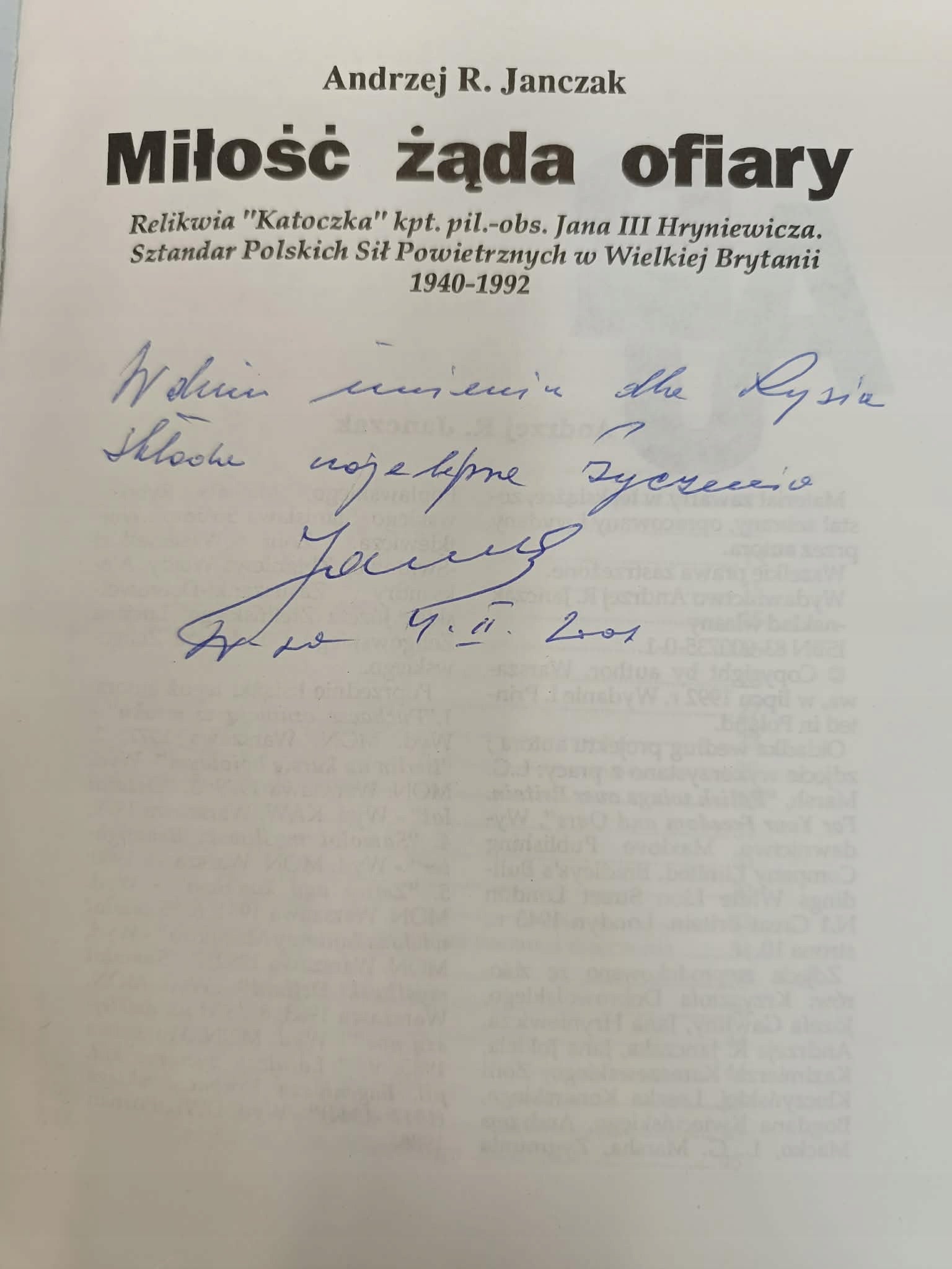 Andrzej R. Janczak, Miłość żąda ofiary