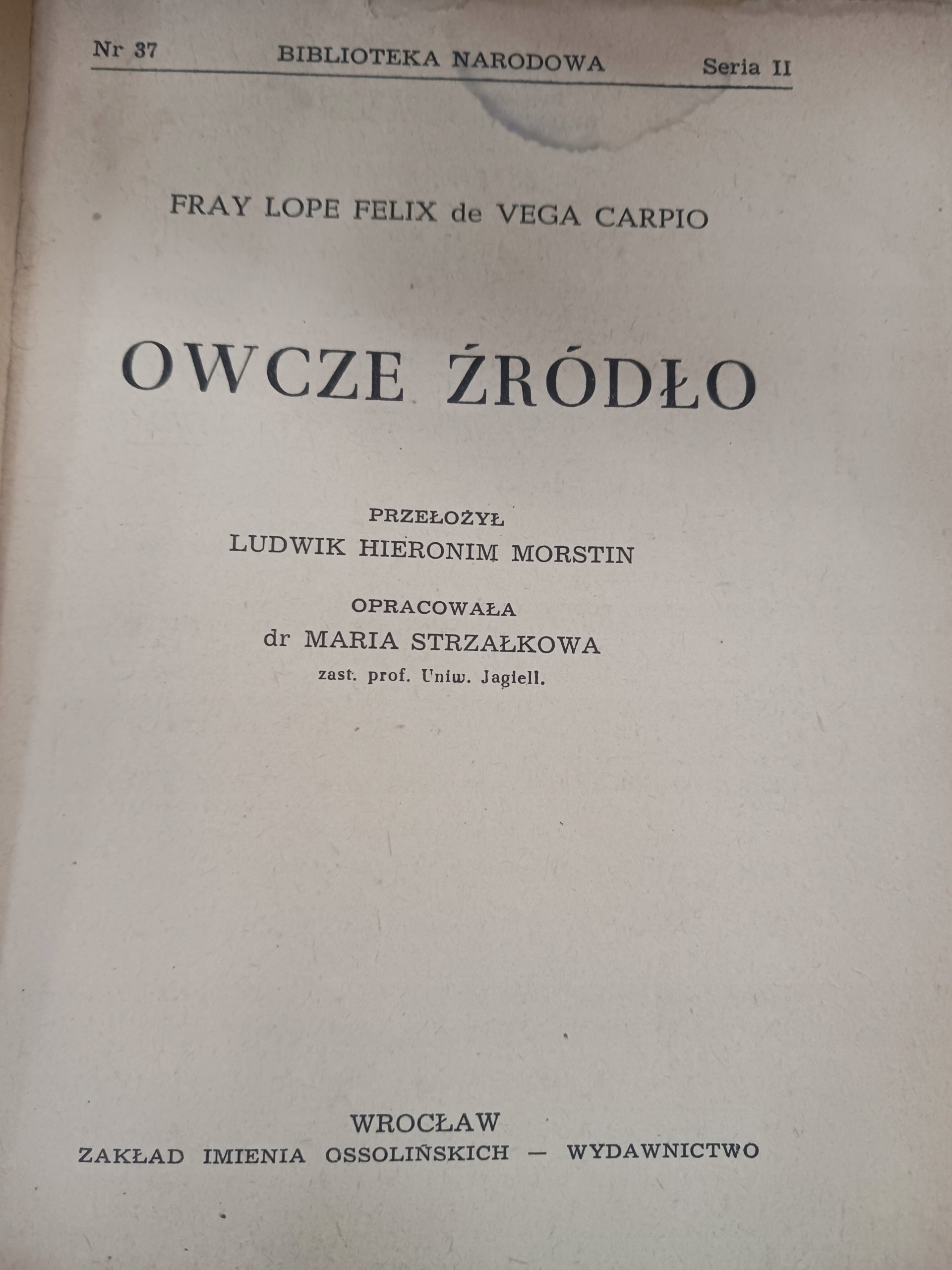 Owcze źródło Lope de Vega [Biblioteka Narodowa]