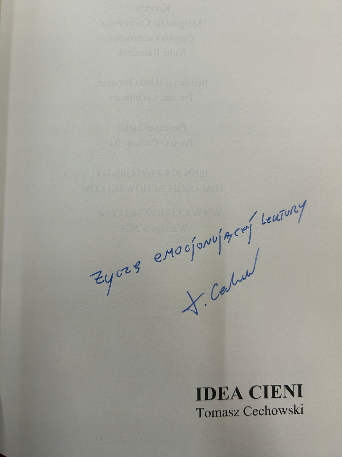 Idea cieni - Tomasz Cechowski [Dedykacja]