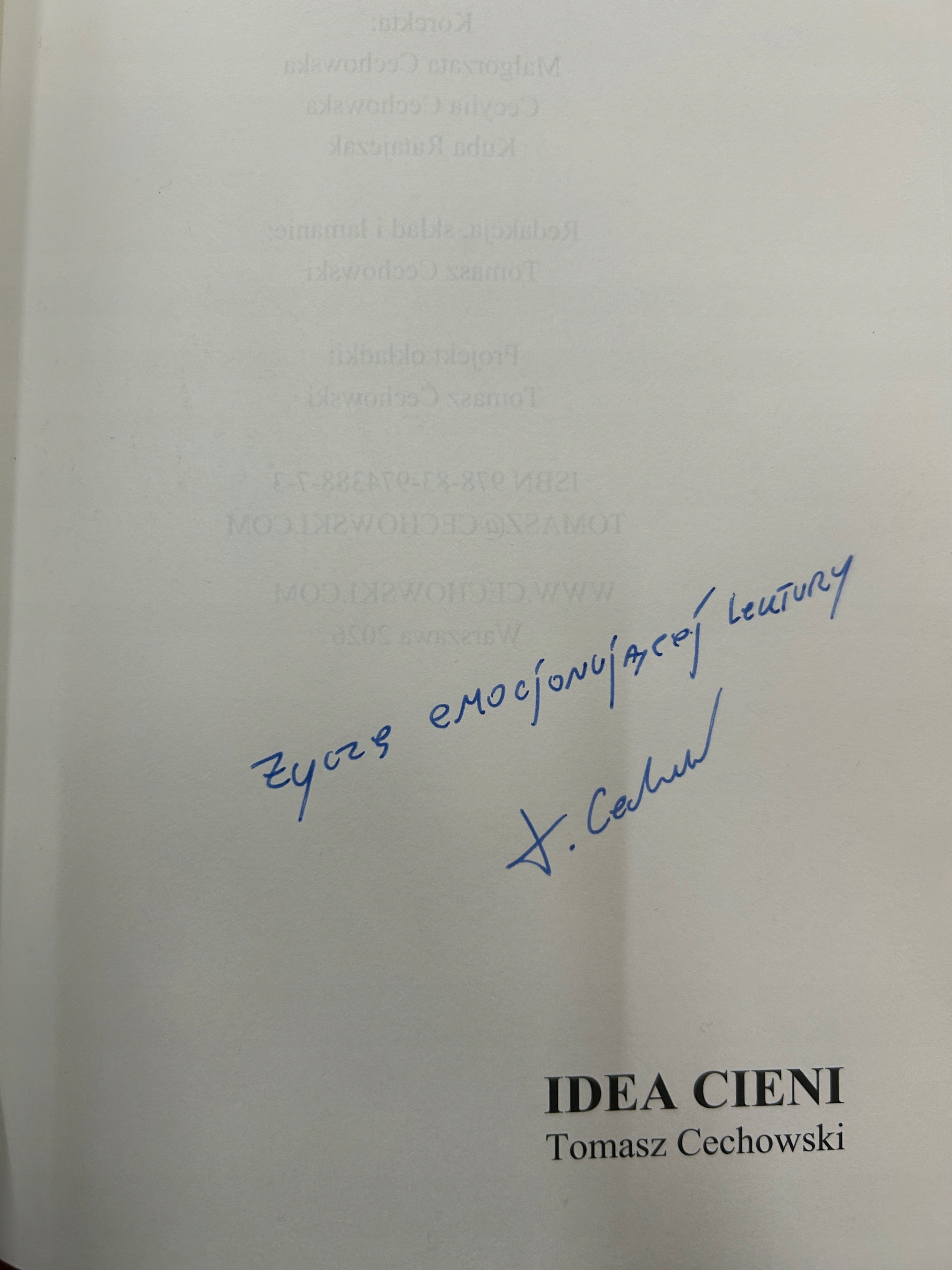 Idea cieni - Tomasz Cechowski [Dedykacja]