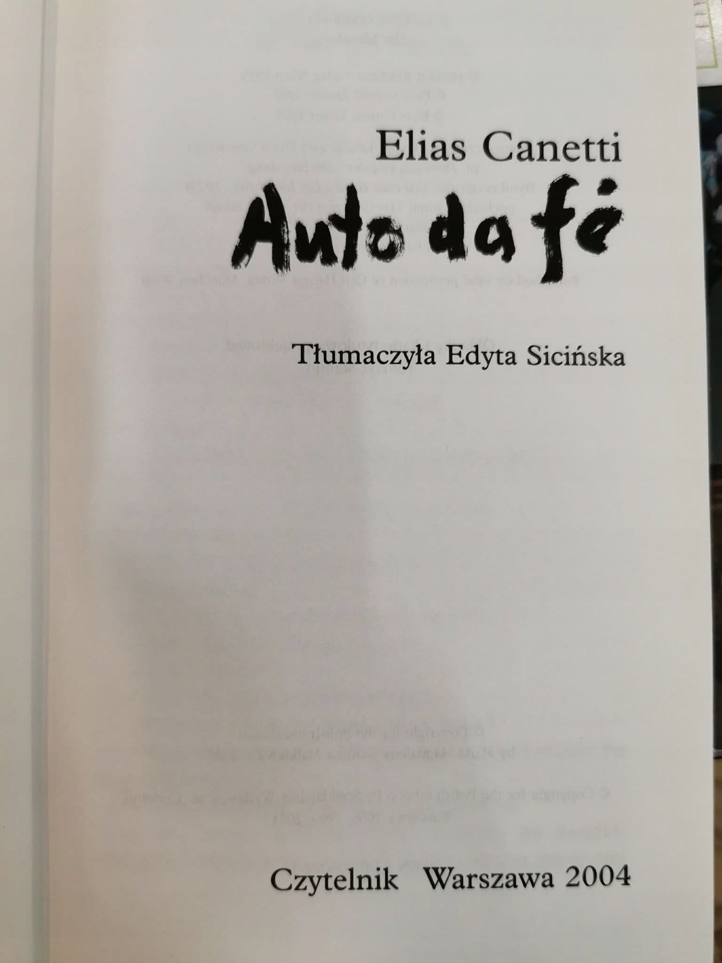 AUTO DA FE, Elias Canetti