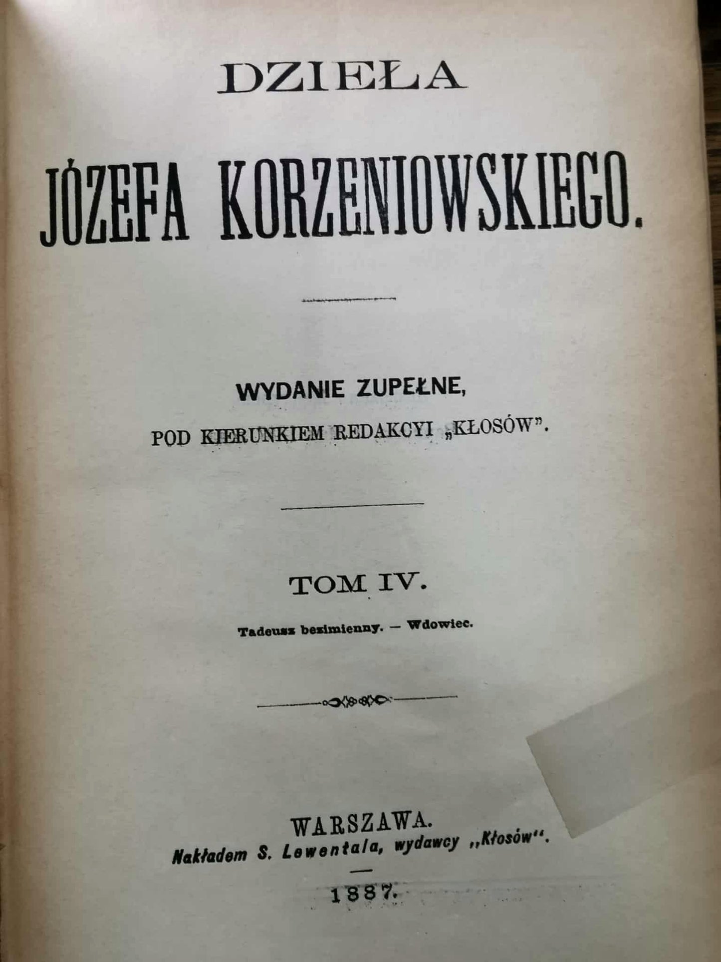 Dzieła J. Korzeniowskiego t. I - XII [Warszawa 1871]