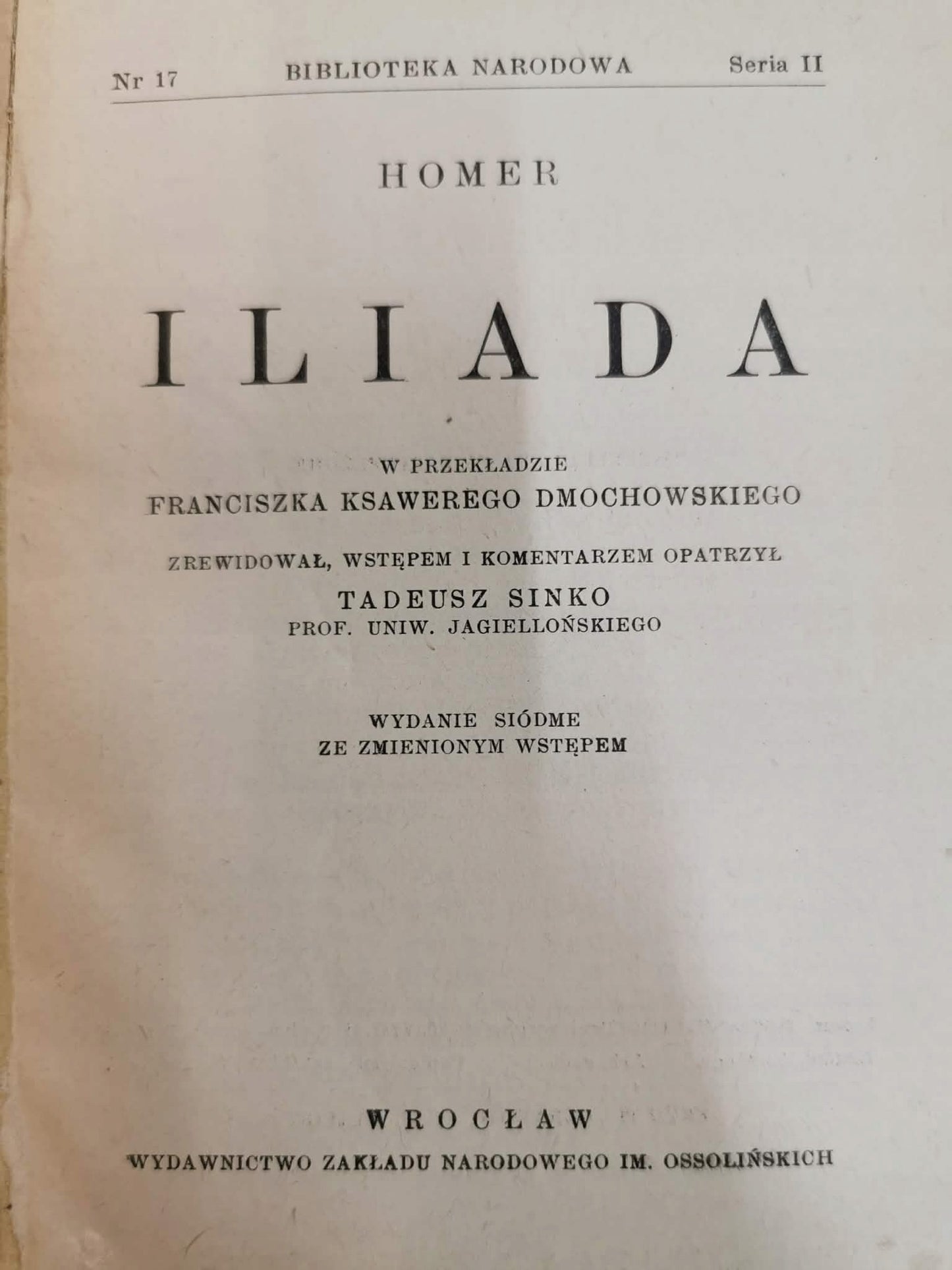 seria Biblioteki Narodowej: Iliada / Odyseja, Homer