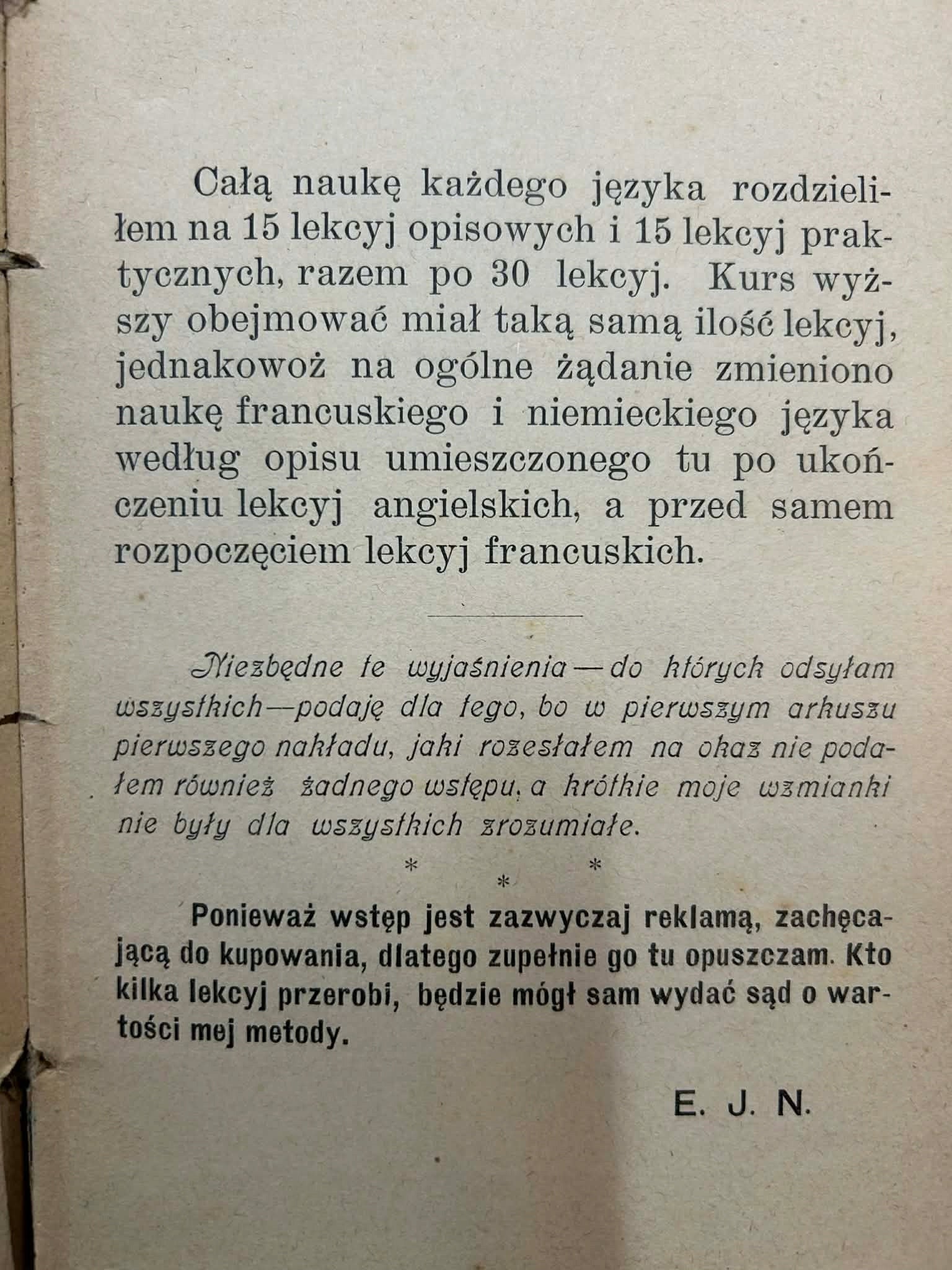 Najnowsza metoda do nauczenia się j. ang., franc. i niem. -Nawrocki 1901 r.