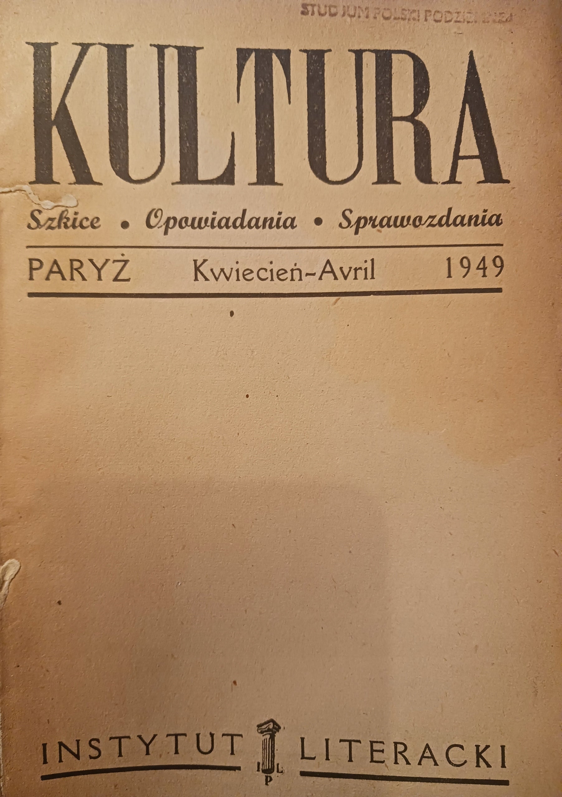 Kultura. Szkice, opowiadania, sprawozdania Nr 1/18 [Paryż 1949]