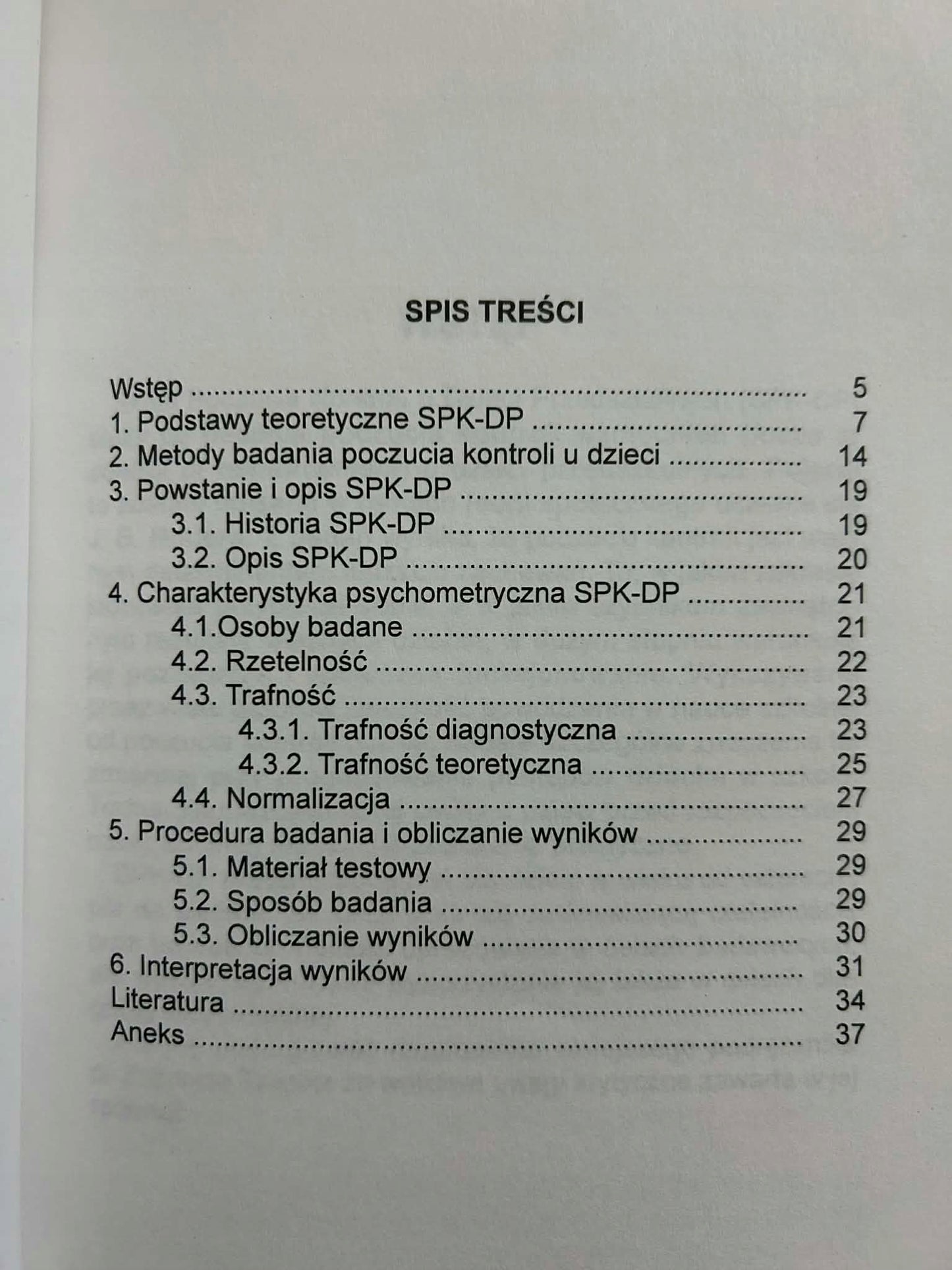 Skala Poczucia Kontroli u Dzieci Przedszkolnych. Podręcznik -B. Szmigielska