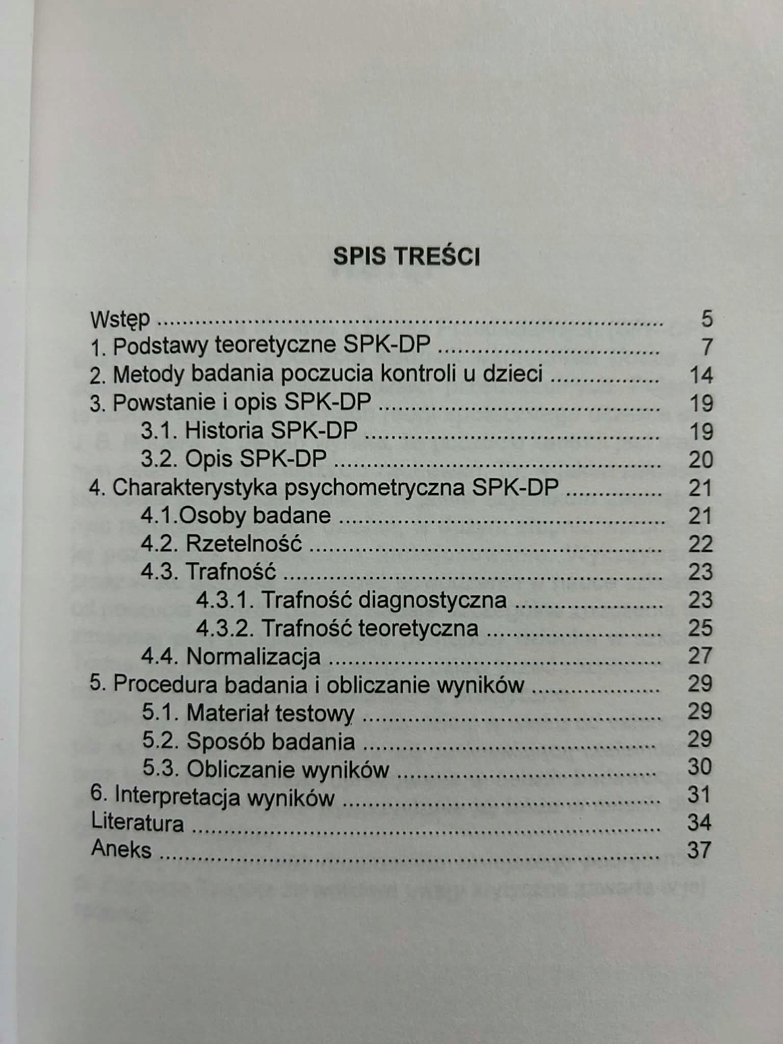 Skala Poczucia Kontroli u Dzieci Przedszkolnych. Podręcznik -B. Szmigielska