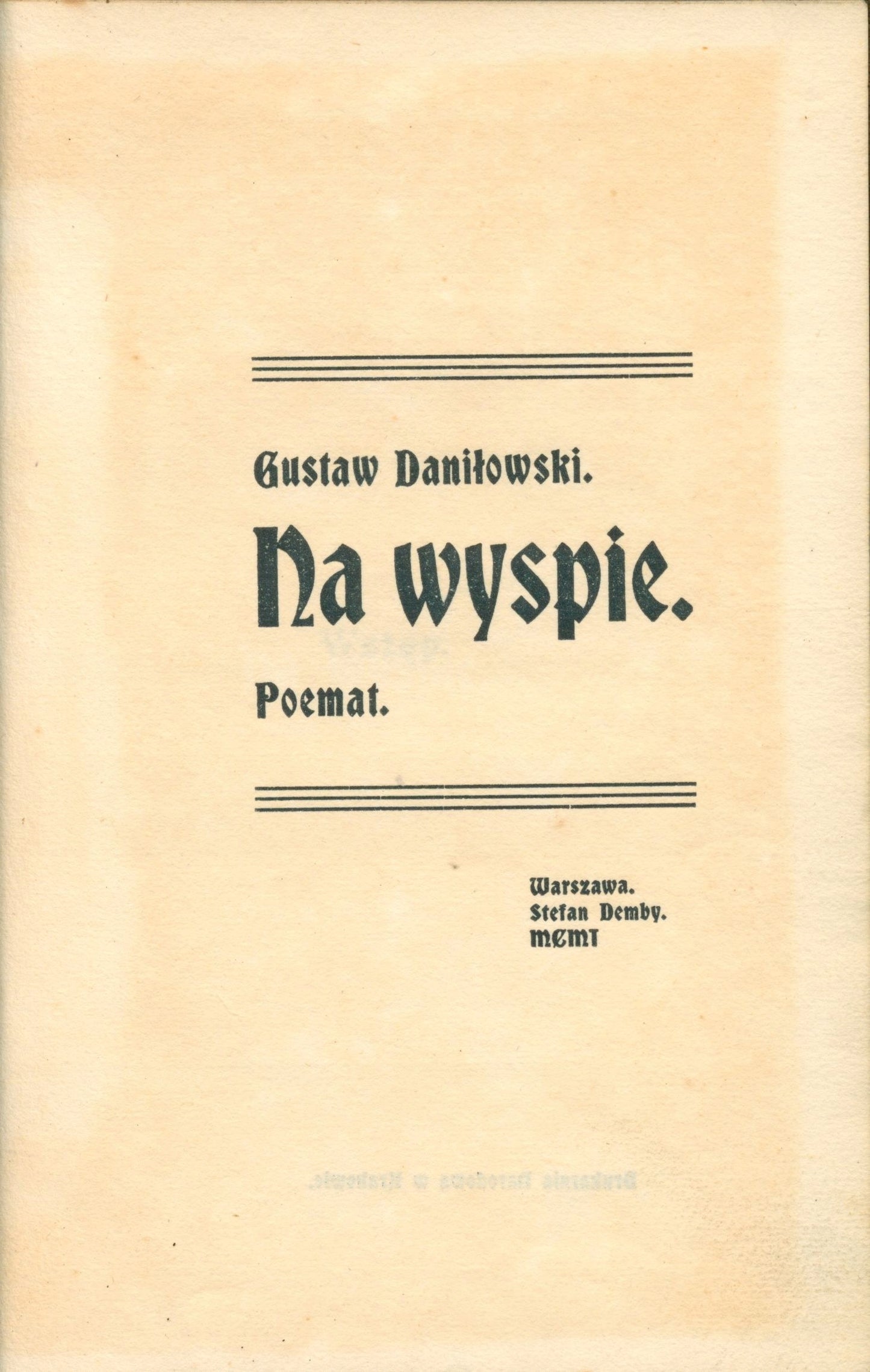 Na wyspie: poemat, Daniłowski Gustaw [Warszawa 1902]