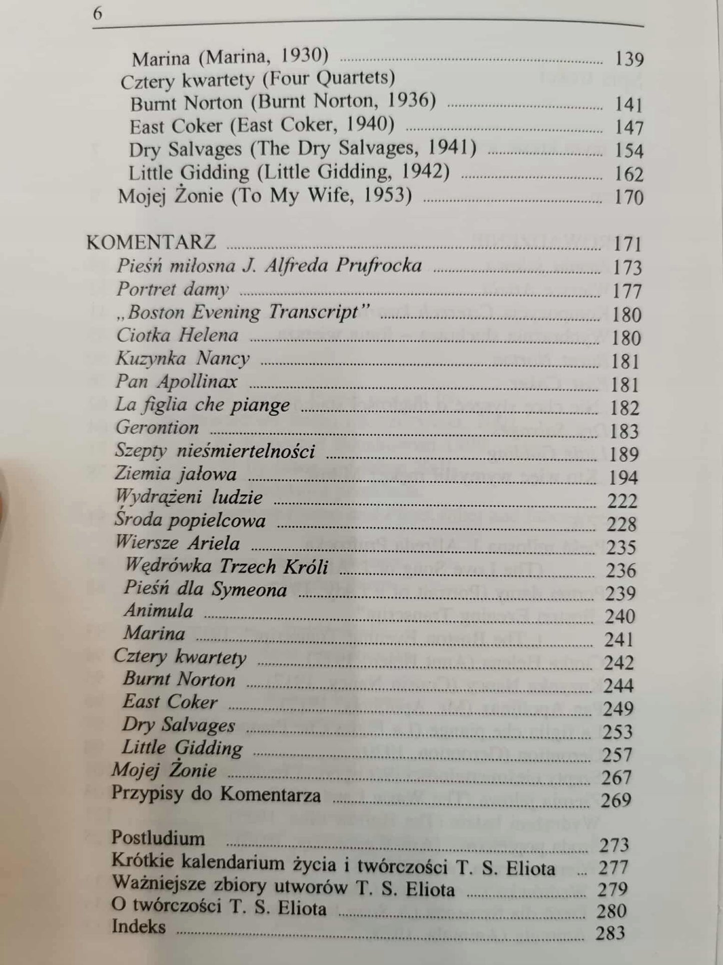Szepty nieśmiertelności, T. S. Eliot