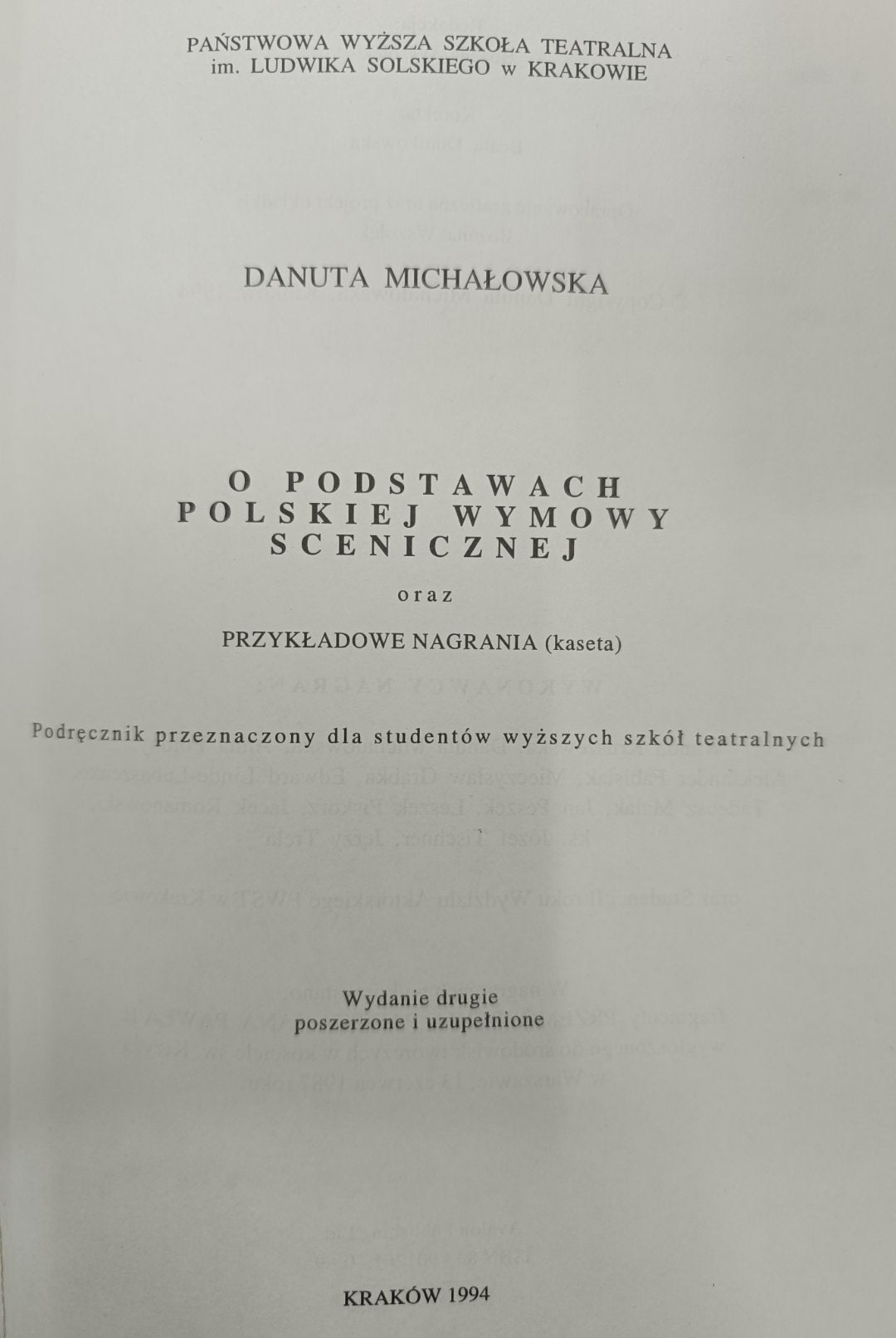 Danuta Michałowska, O podstawach polskiej wymowy scenicznej