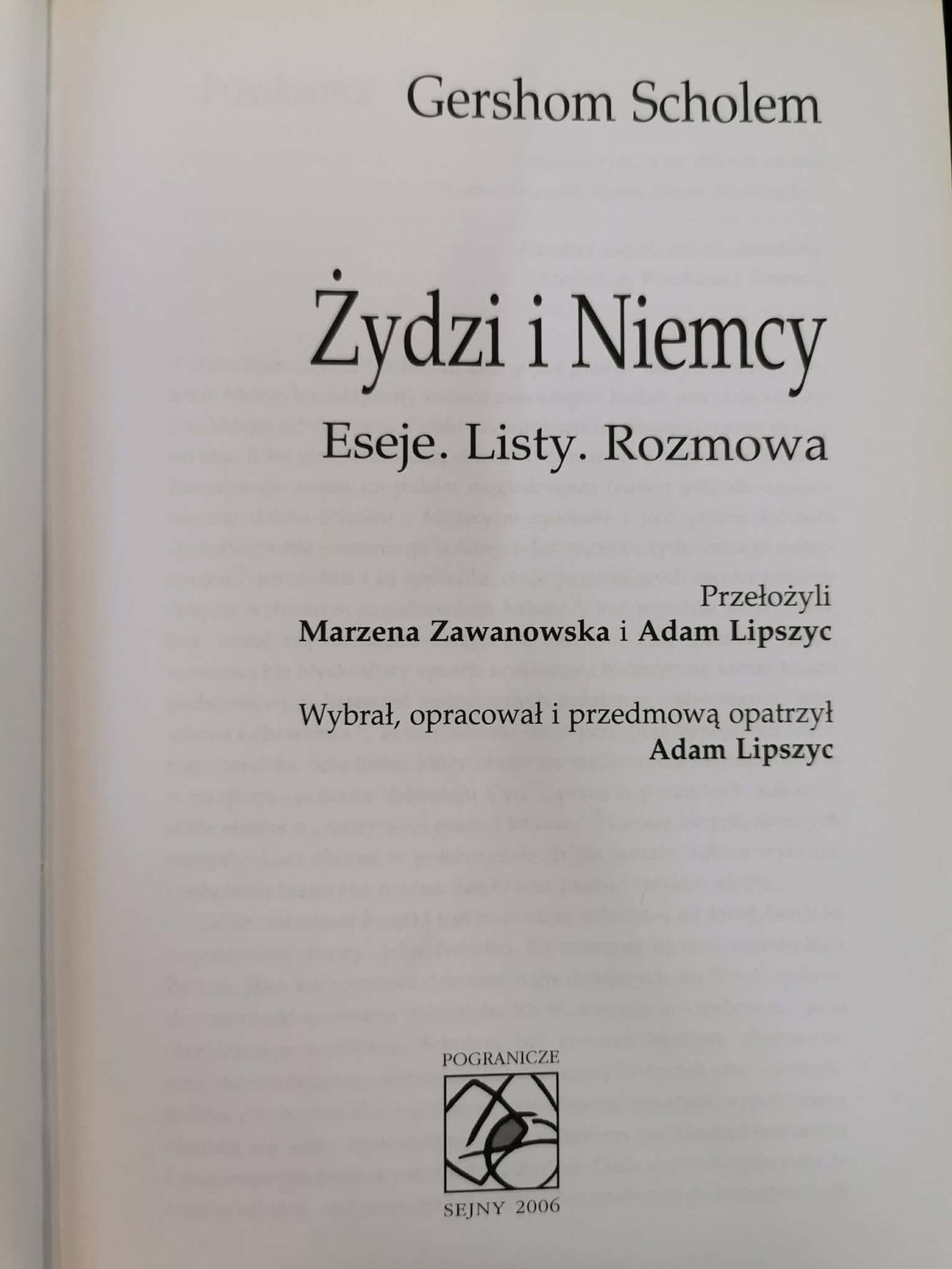 Żydzi i Niemcy. Eseje, Listy, Rozmowa, Gershom Scholem