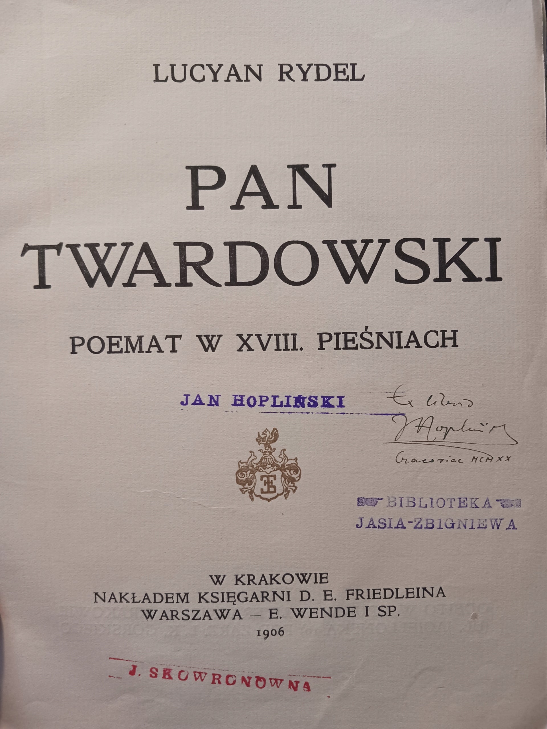 Pan Twardowski Lucyan Rydel [Warszawa 1906][ ilustracje Procajłowicza]