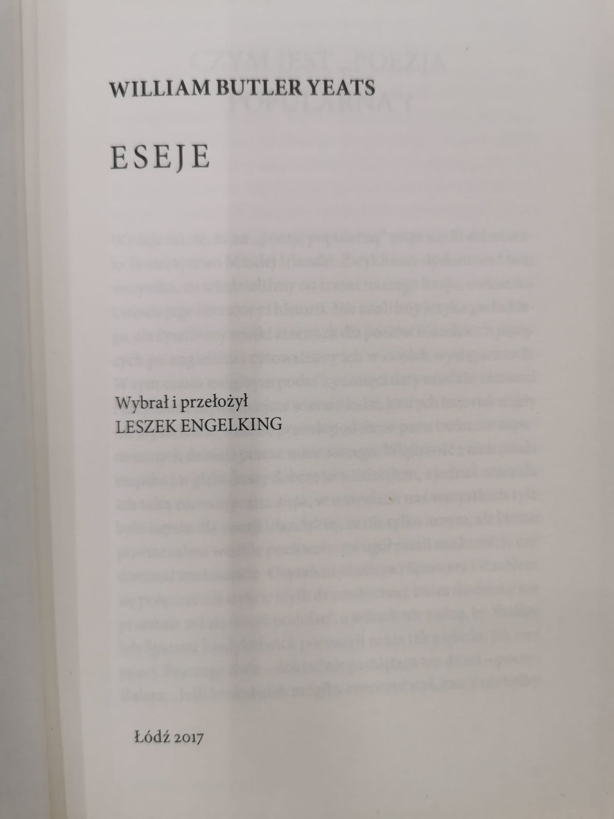 Eseje William Butler Yeats
