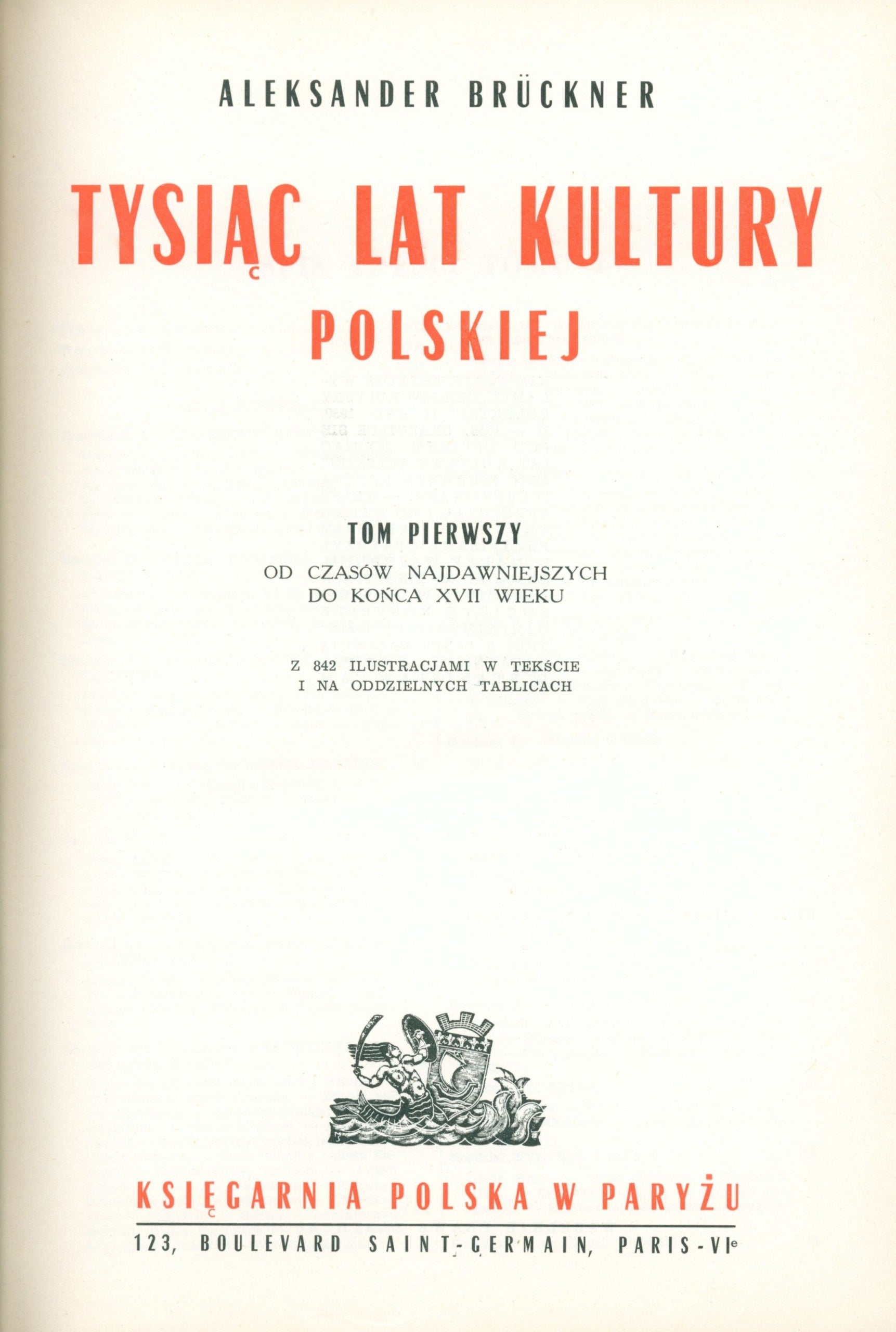 Brückner Aleksander, Tysiąc lat kultury polskiej [oprawa Jerzego Budnika]
