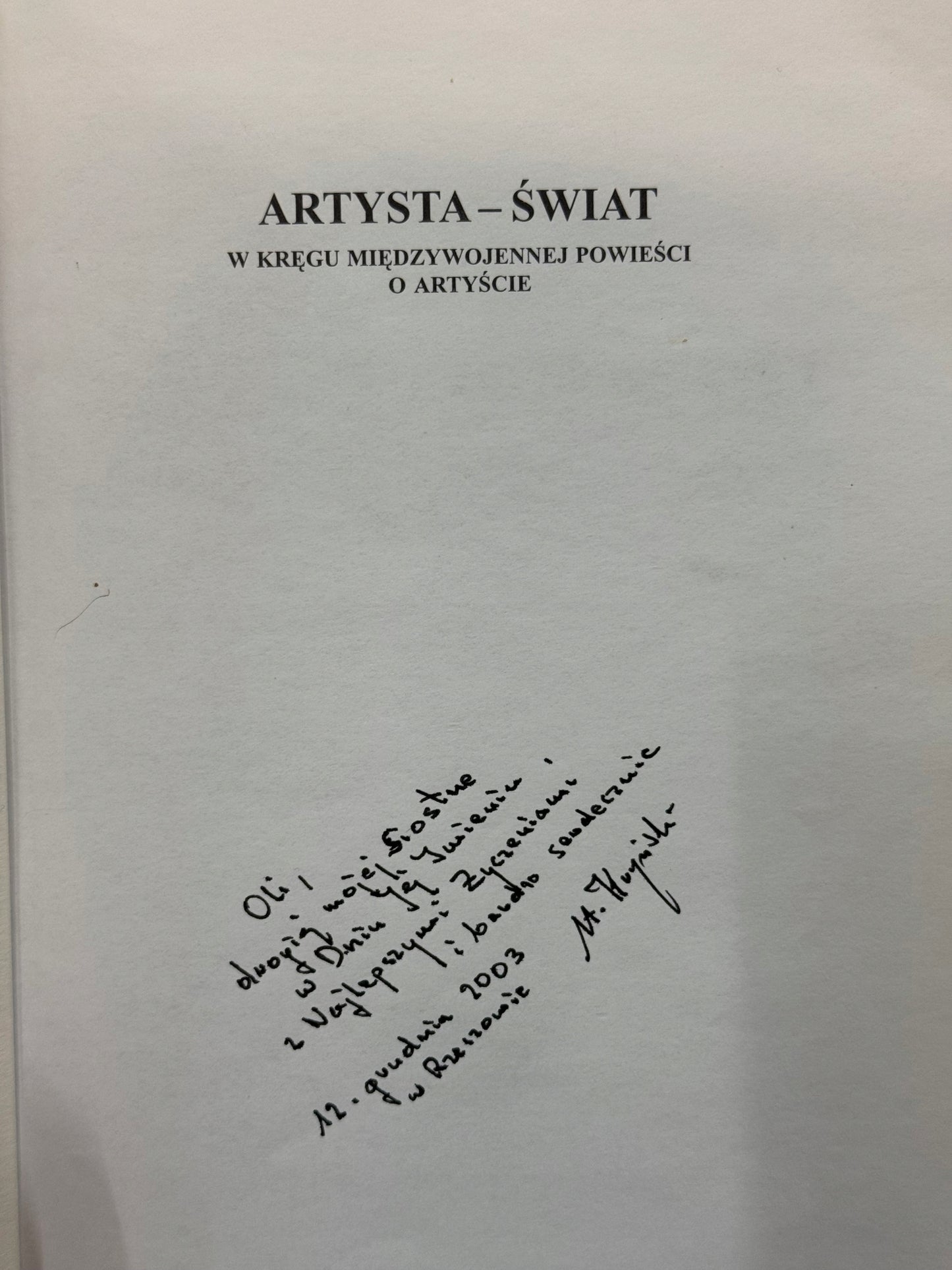 Artysta - Świat Stanisław Kryński [dedykacja odautorska]