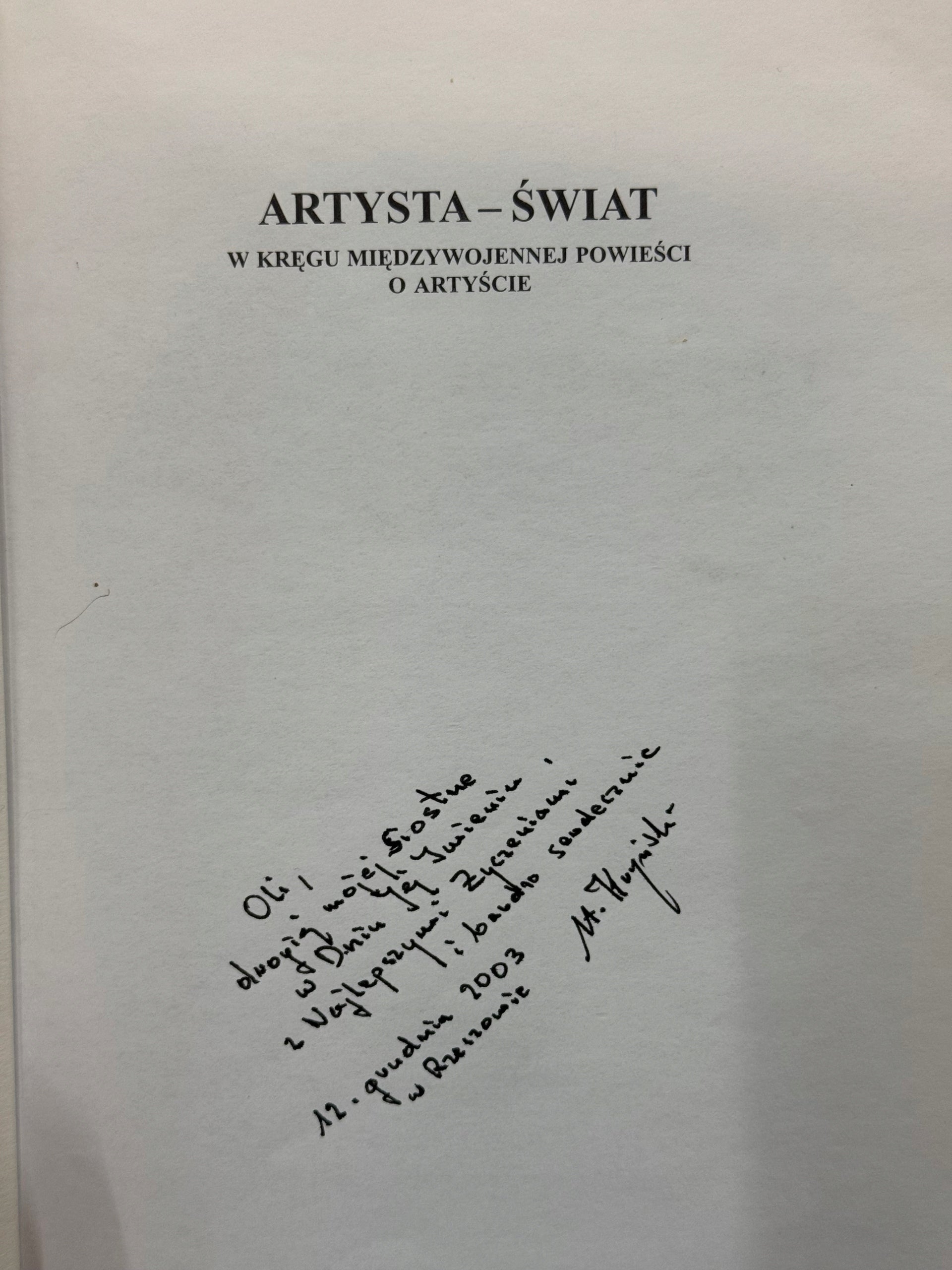 Artysta - Świat Stanisław Kryński [dedykacja odautorska]