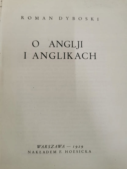 O Anglji i Anglikach, Roman Dyboski [1929]