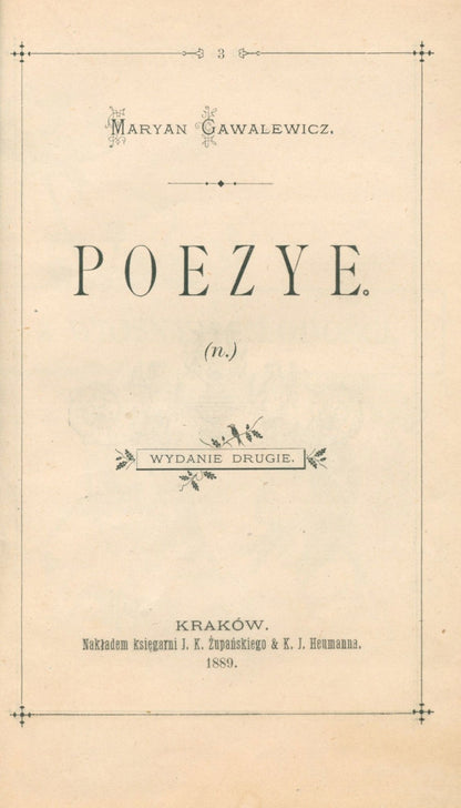 Gawalewicz Maryan - Poezye [Kraków 1889]