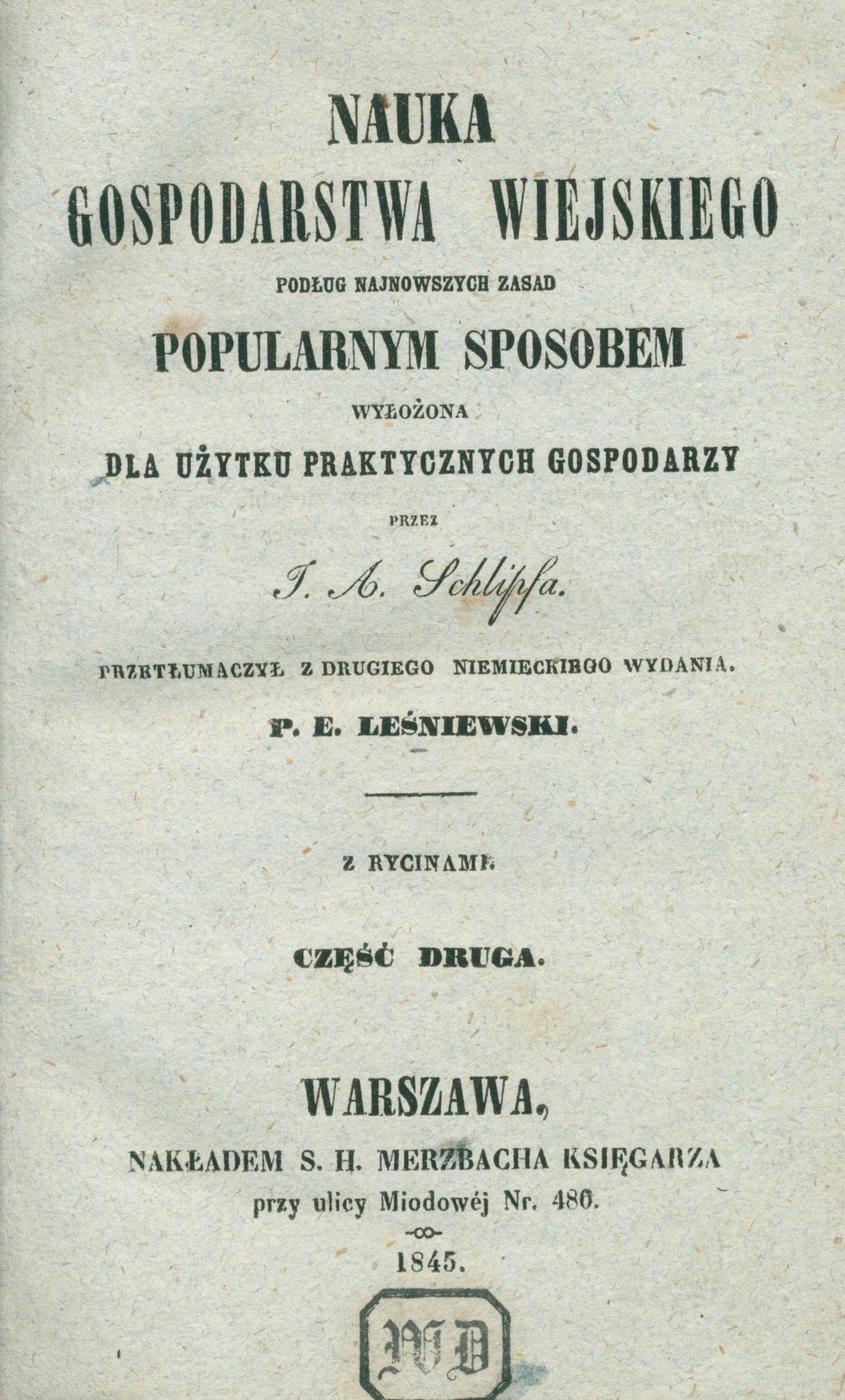 Nauka gospodarstwa wiejskiego (część II), Johann Schlipf