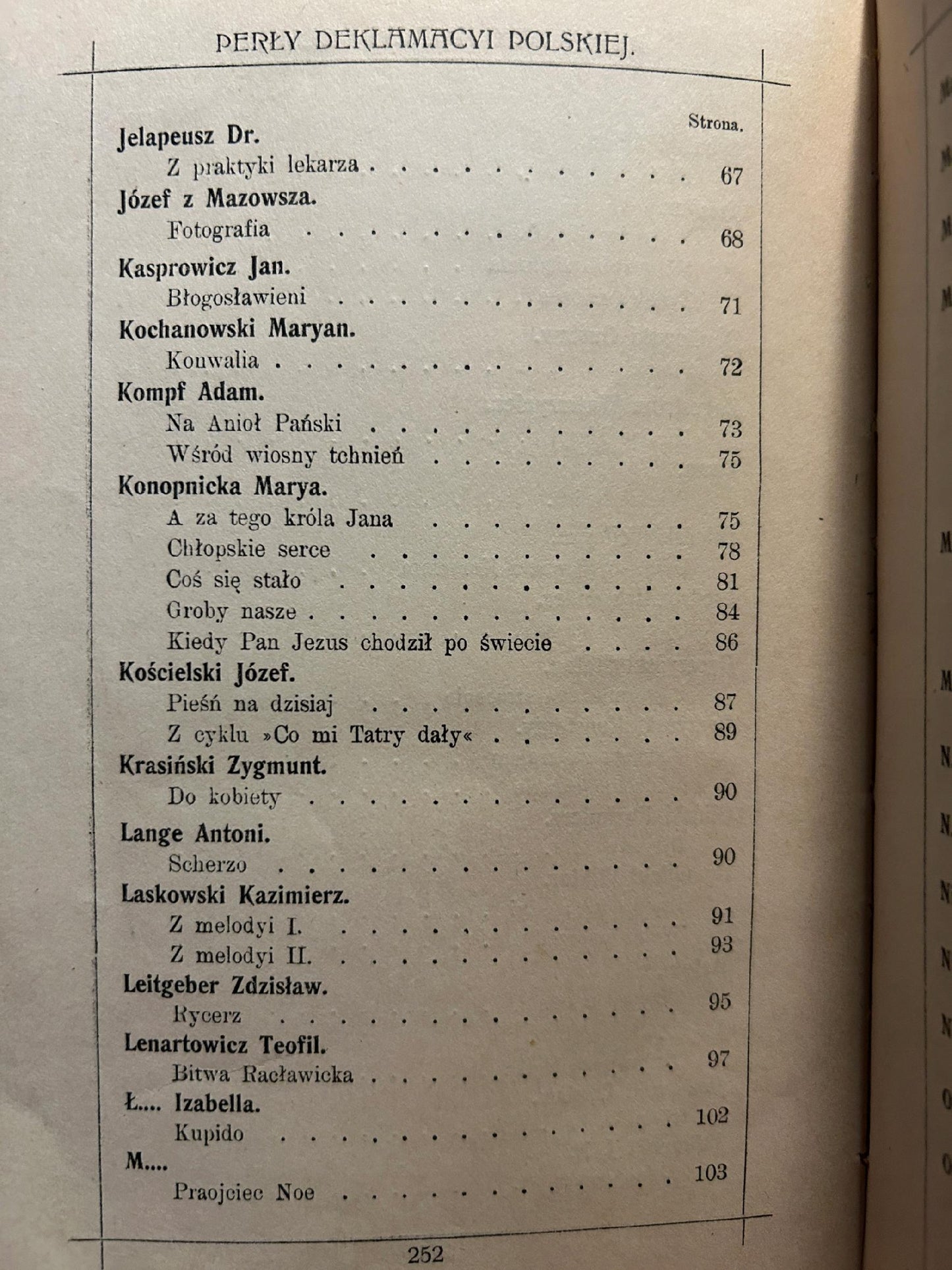 Perły deklamacyi polskiej - zebrał Adam Kompf [1909 r.]