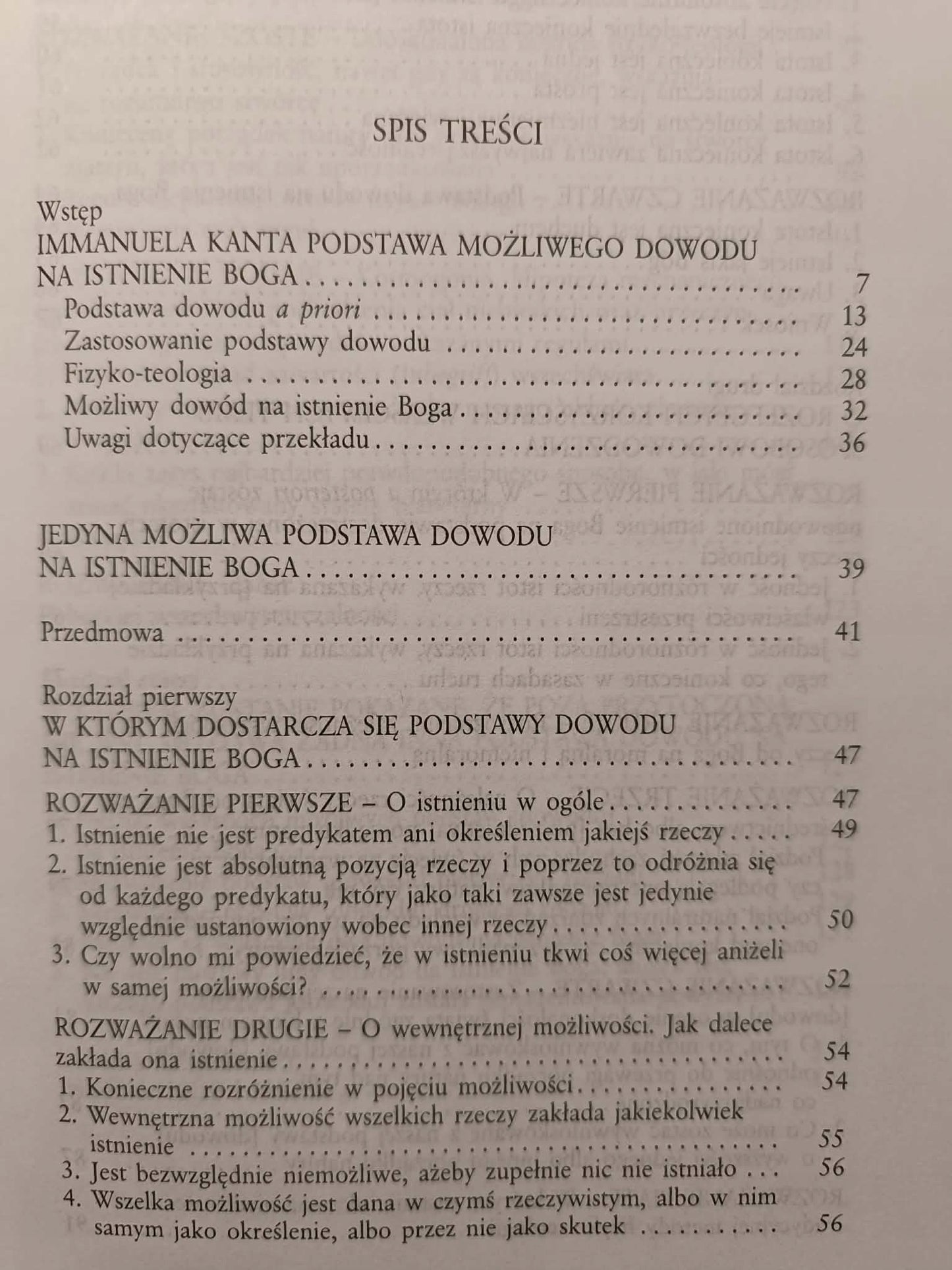 JEDYNA MOŻLIWA PODSTAWA DOWODU NA ISTNIENIE BOGA Immanuel Kant