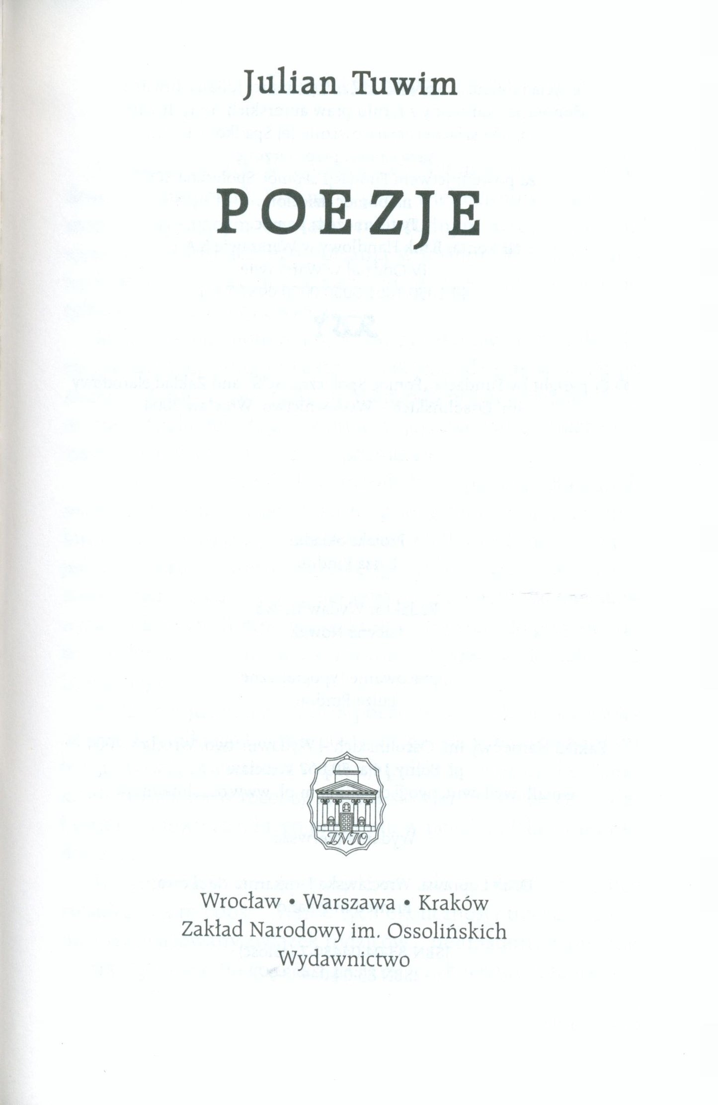 Tuwim Julian Wybór dzieł. Poezje [dedykacja i podpis T. Januszewskiego]