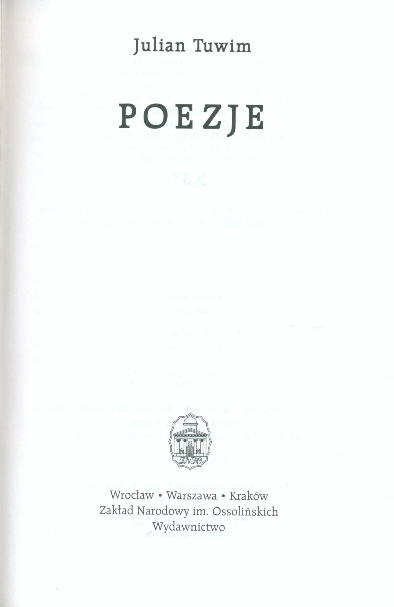 Tuwim Julian Wybór dzieł. Poezje [dedykacja i podpis T. Januszewskiego]