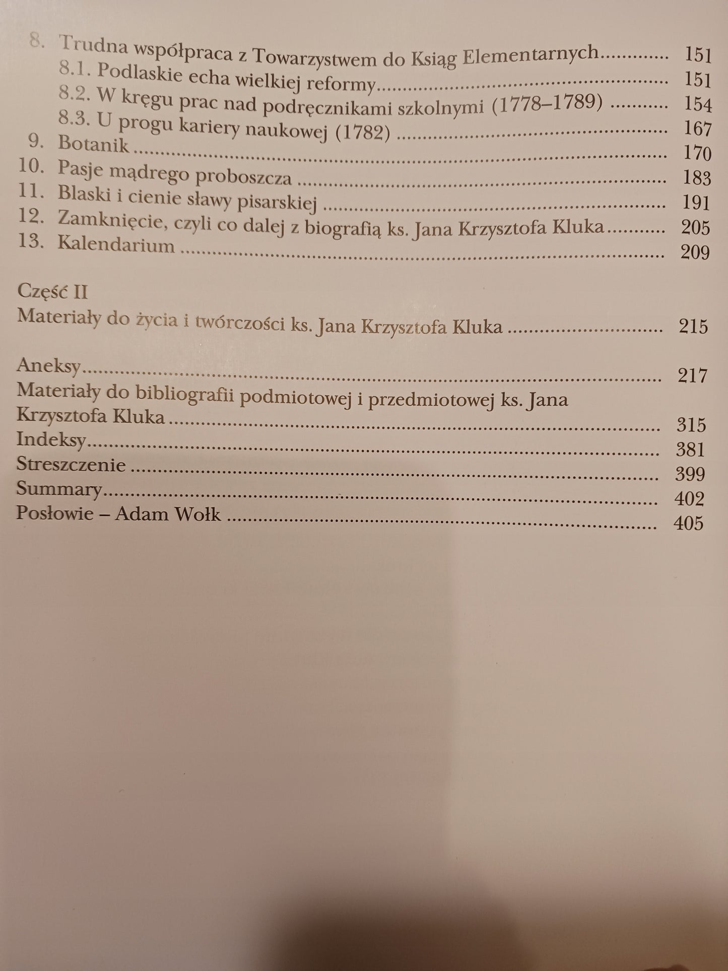 Ksiądz Jan Krzysztof Kluk - Pisarz i uczony Zbigniew Wójcik