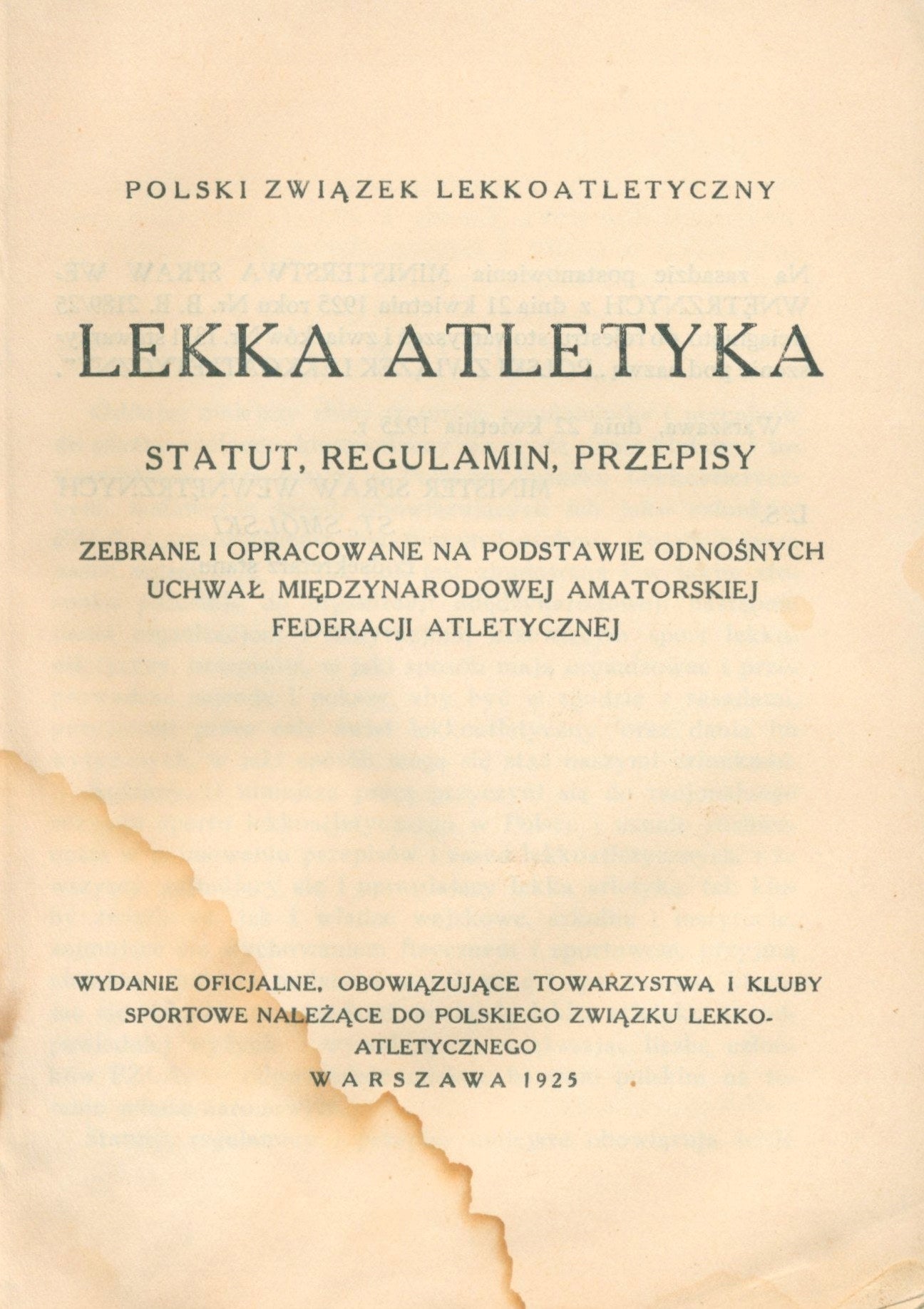Lekka atletyka: statut, regulamin, przepisy [Warszawa 1925]