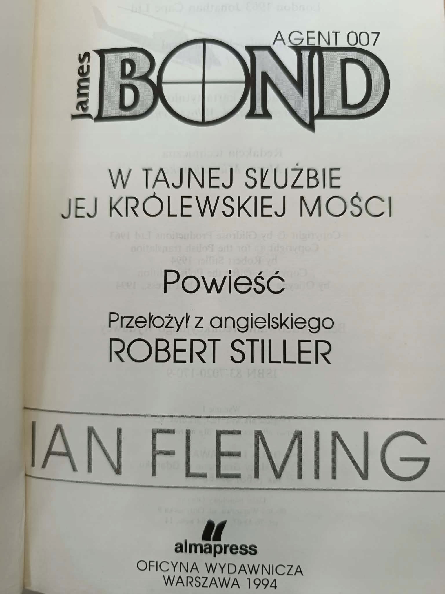 James Bond, W tajnej służbie jej królewskiej mości, Ian Fleming, almapress